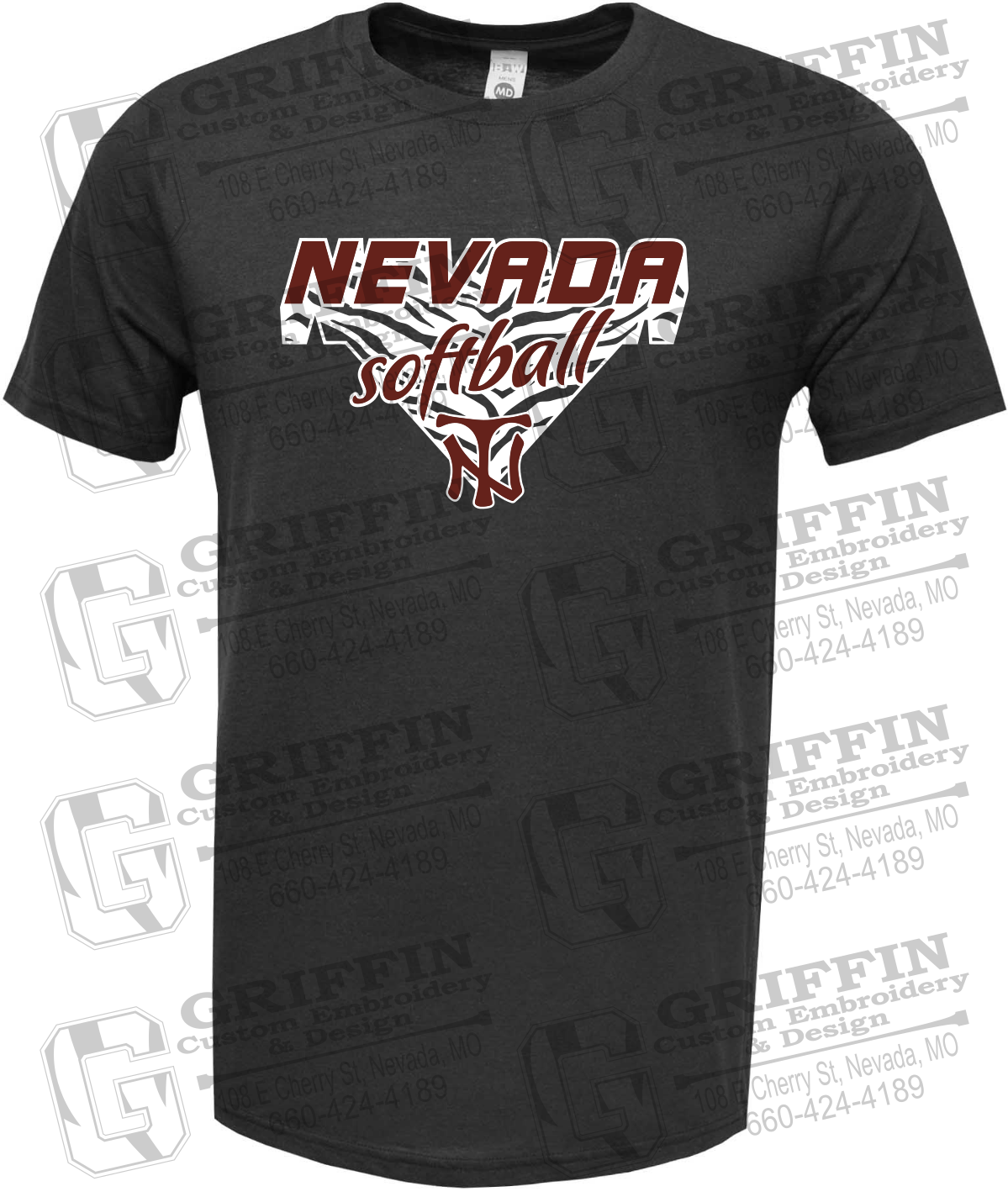 Soft-Tek Short Sleeve T-Shirt - Softball - Nevada Tigers 26-C