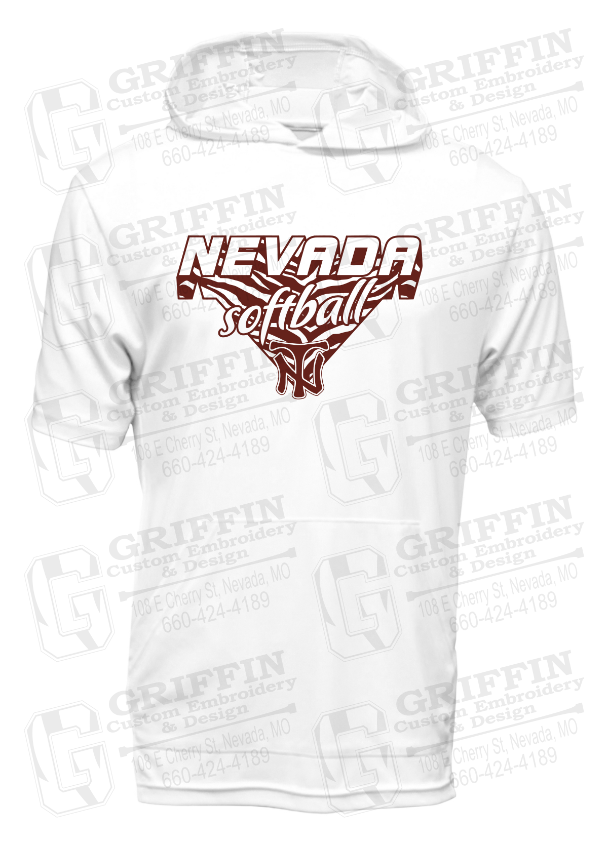Dry-Fit Short Sleeve T-Shirt Hoodie - Softball - Nevada Tigers 26-C