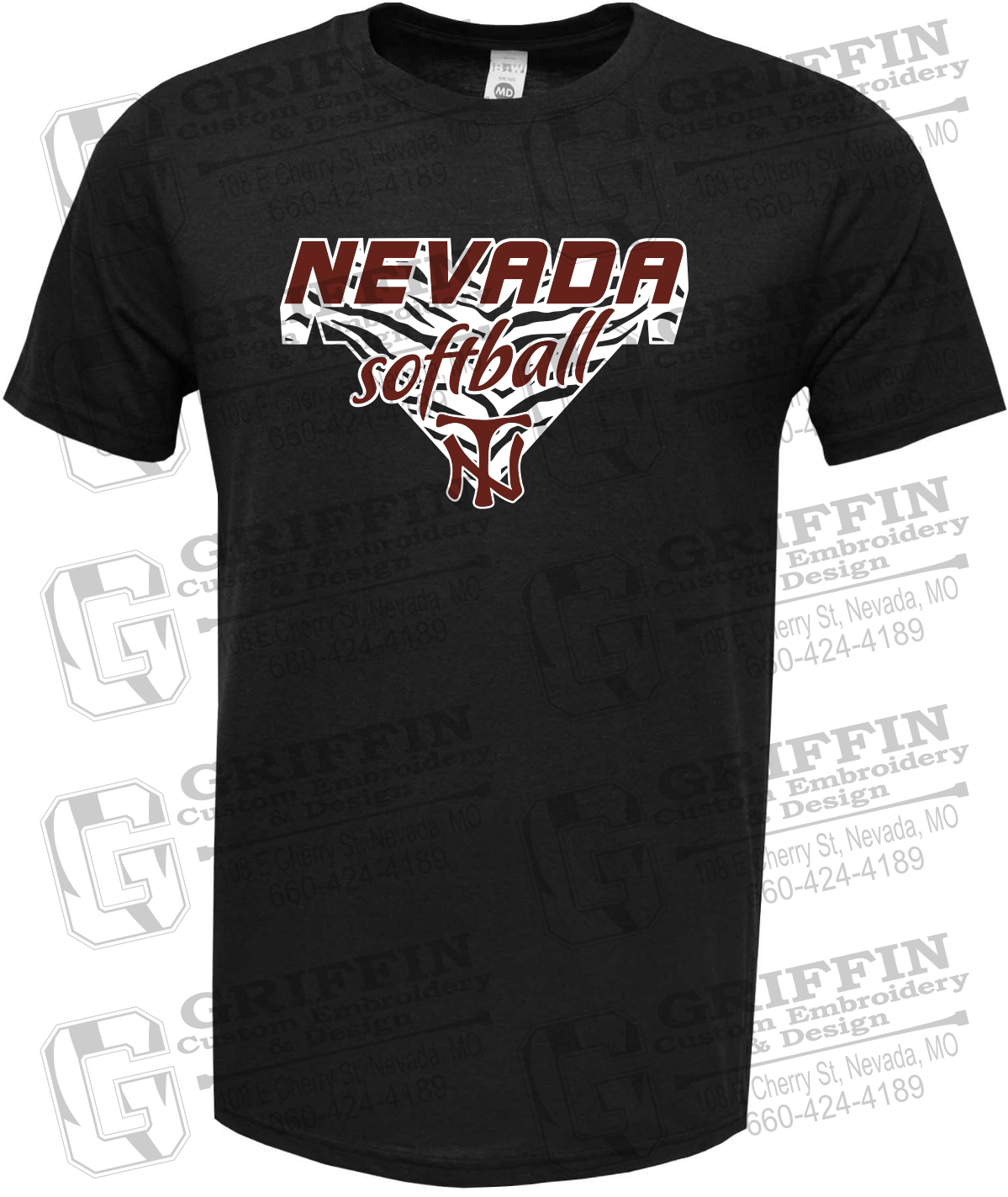 Soft-Tek Short Sleeve T-Shirt - Softball - Nevada Tigers 26-C