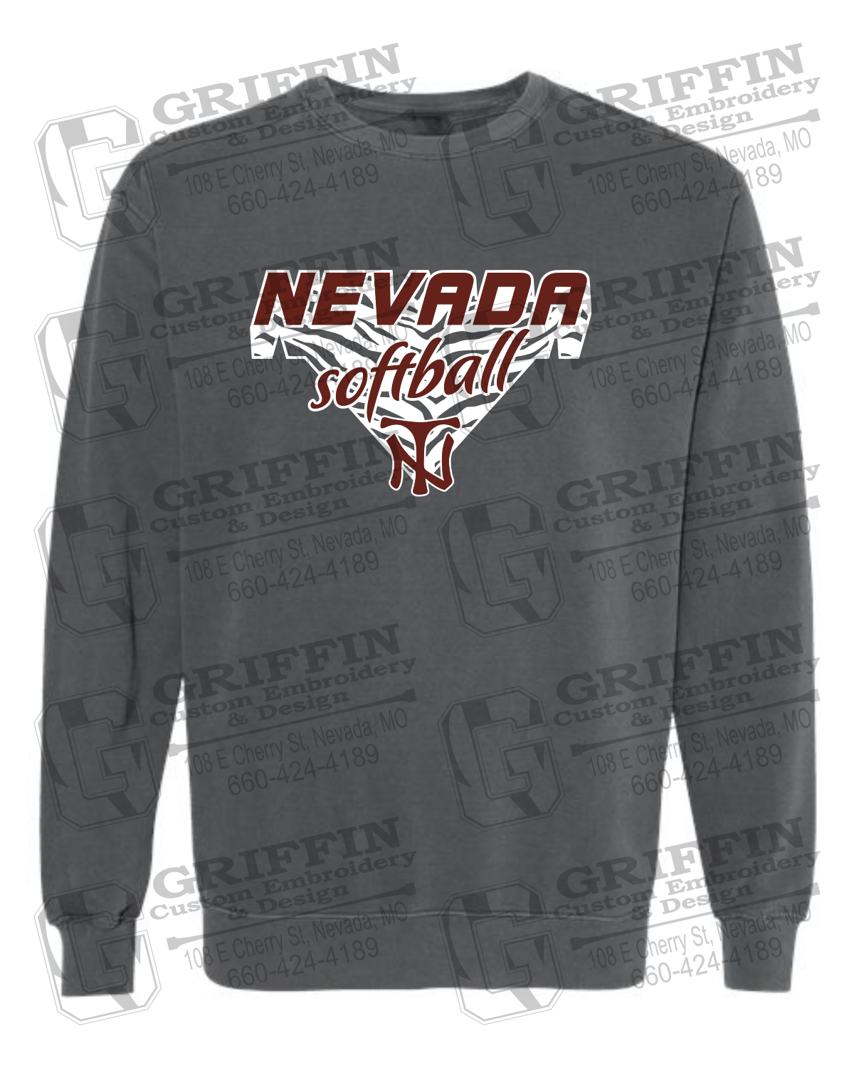 Comfort Colors Crewneck Sweatshirt - Softball - Nevada Tigers 26-C