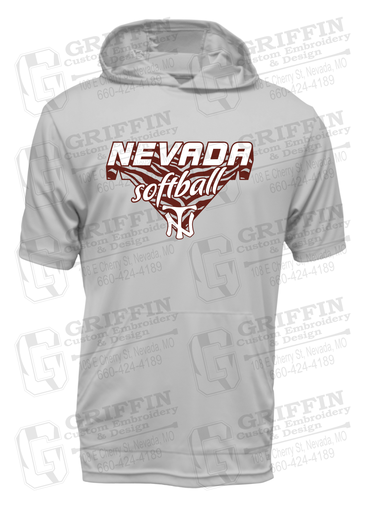 Dry-Fit Short Sleeve T-Shirt Hoodie - Softball - Nevada Tigers 26-C