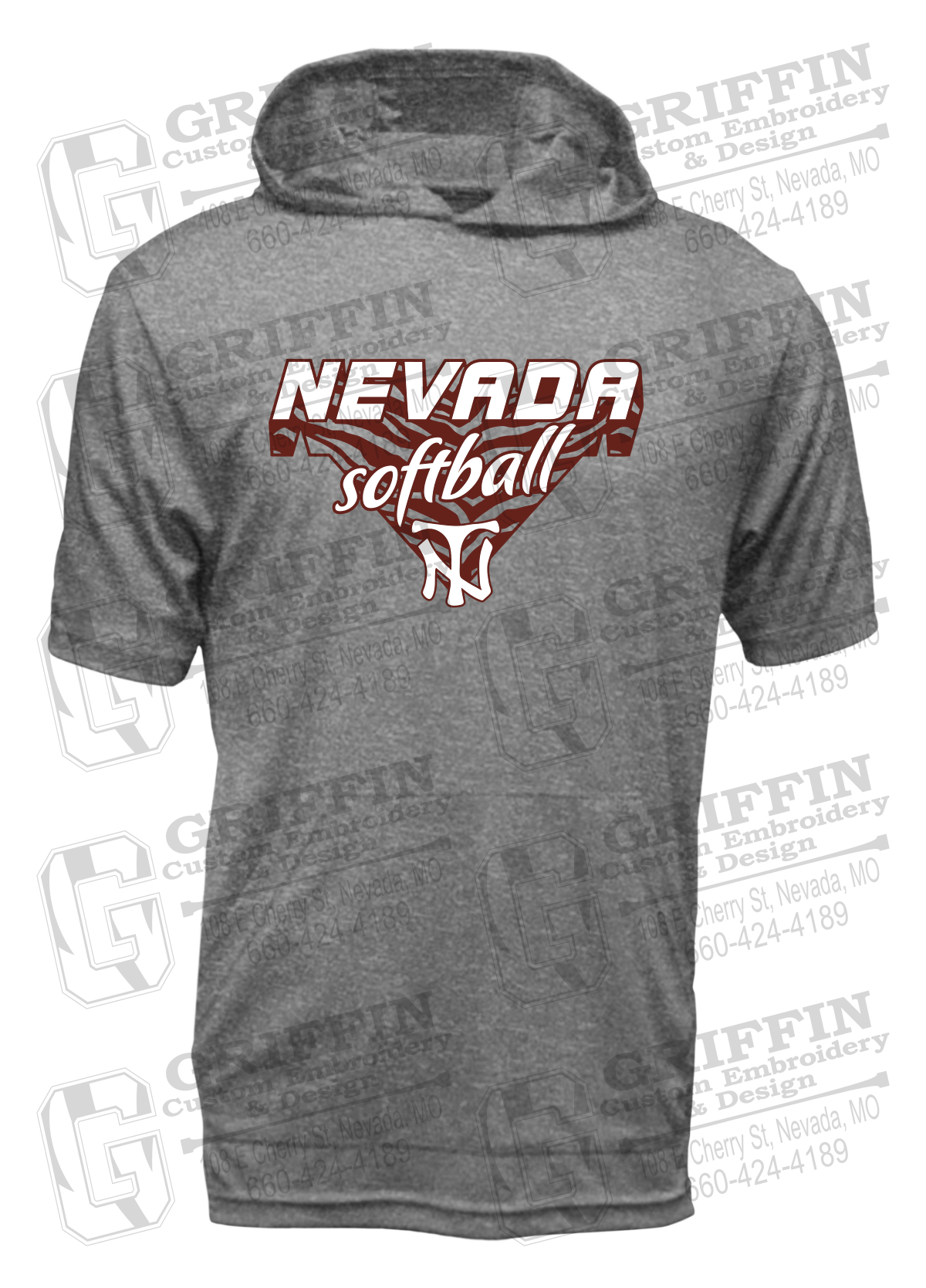 Dry-Fit Short Sleeve T-Shirt Hoodie - Softball - Nevada Tigers 26-C