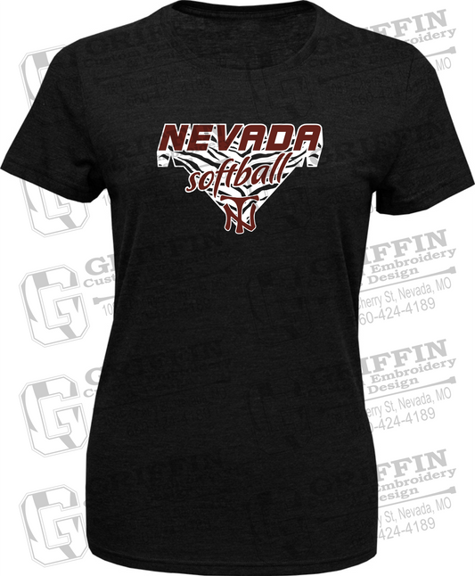 Womens Tri-Blend T-Shirt - Softball - Nevada Tigers 26-C
