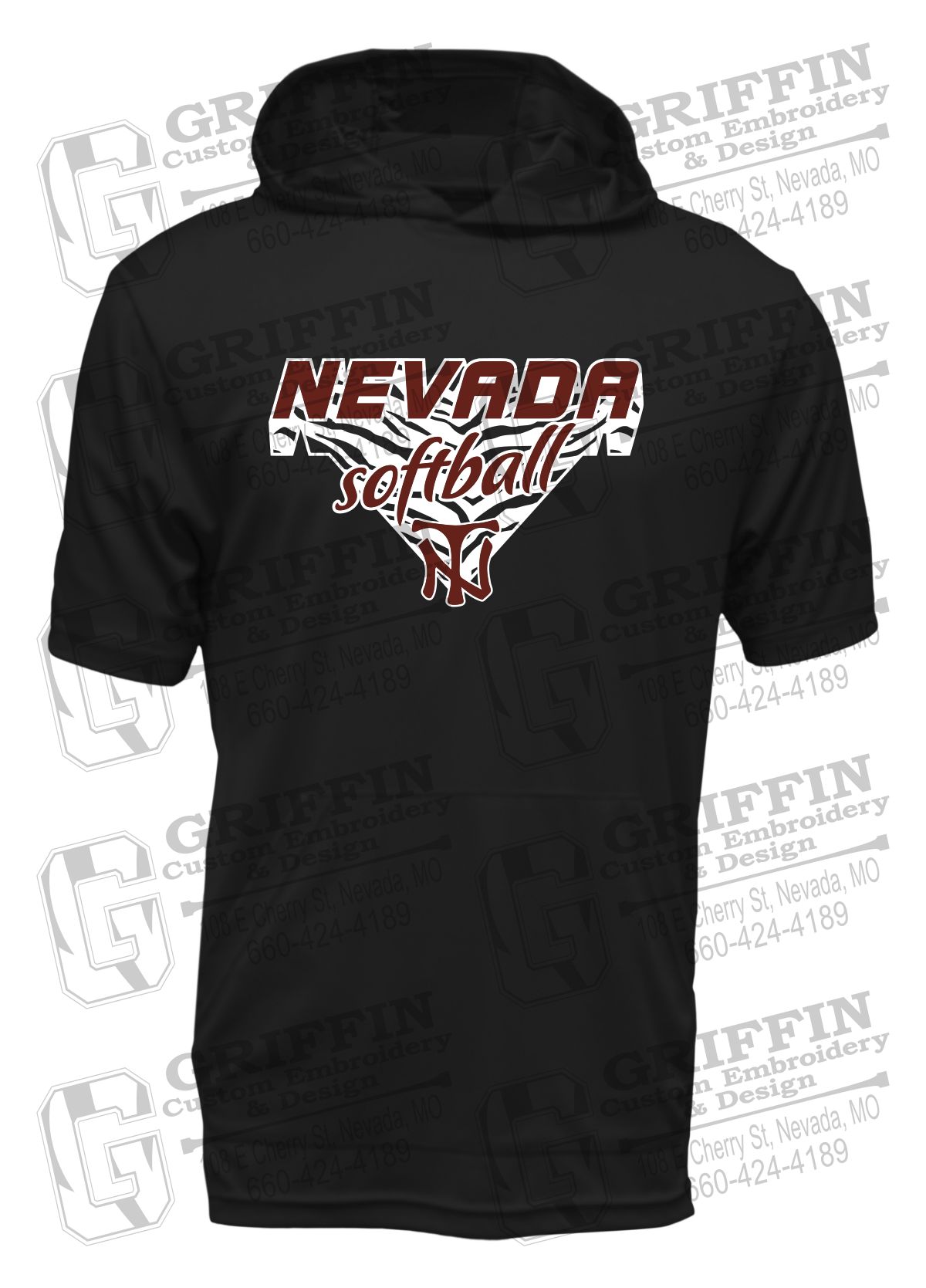 Dry-Fit Short Sleeve T-Shirt Hoodie - Softball - Nevada Tigers 26-C