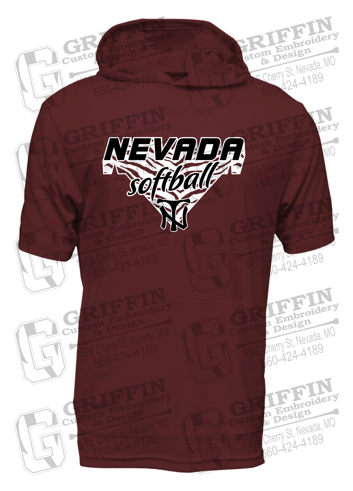 Dry-Fit Short Sleeve T-Shirt Hoodie - Softball - Nevada Tigers 26-C