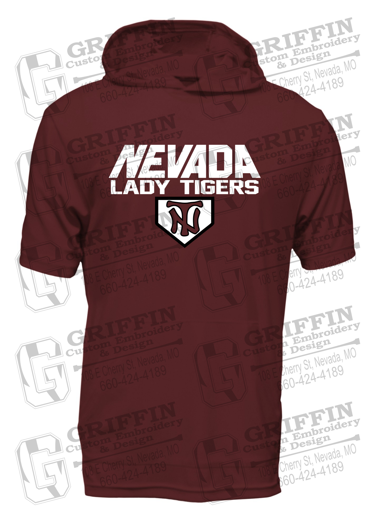 Dry-Fit Short Sleeve T-Shirt Hoodie - Softball - Nevada Tigers 26-D