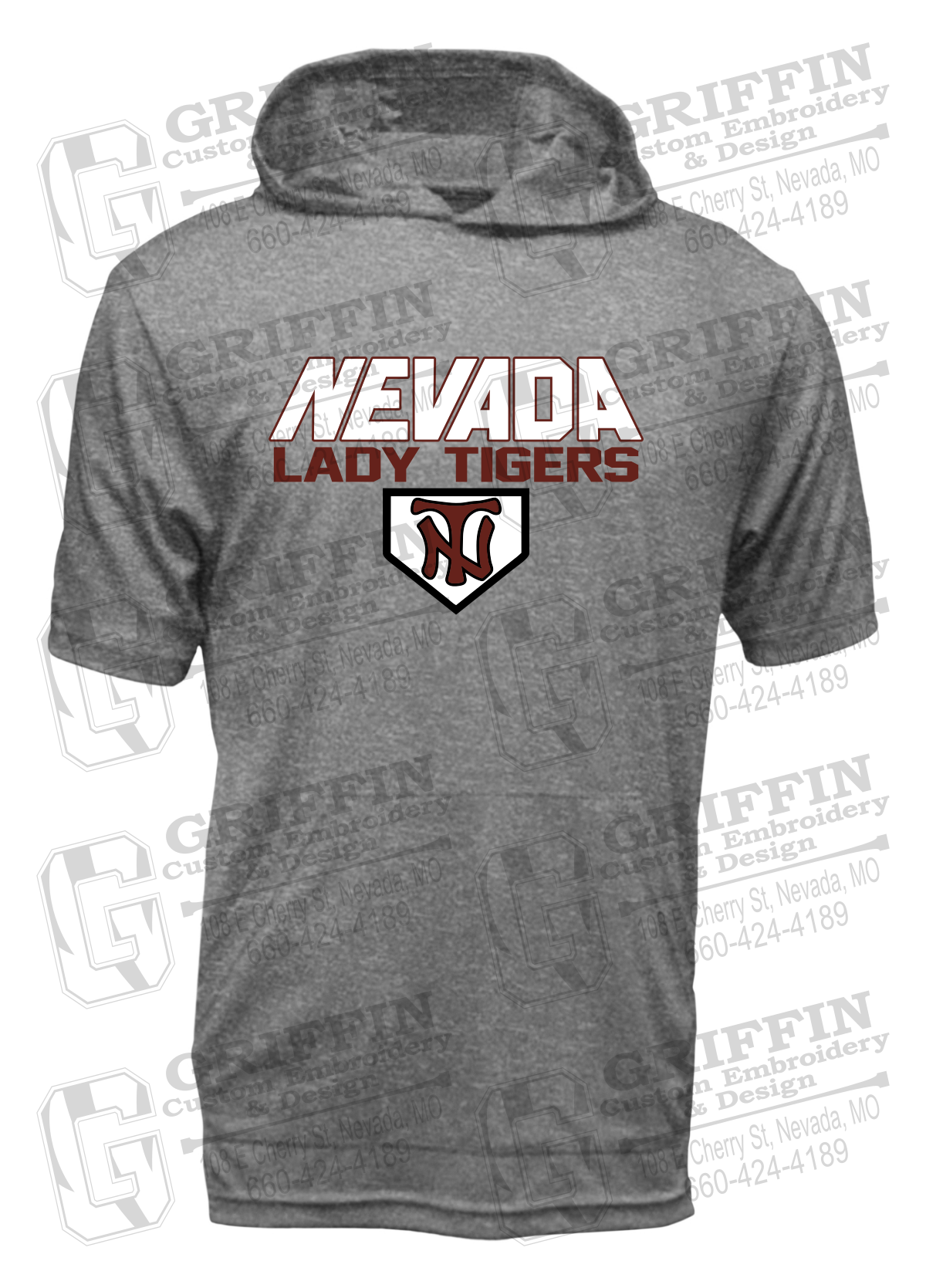Dry-Fit Short Sleeve T-Shirt Hoodie - Softball - Nevada Tigers 26-D
