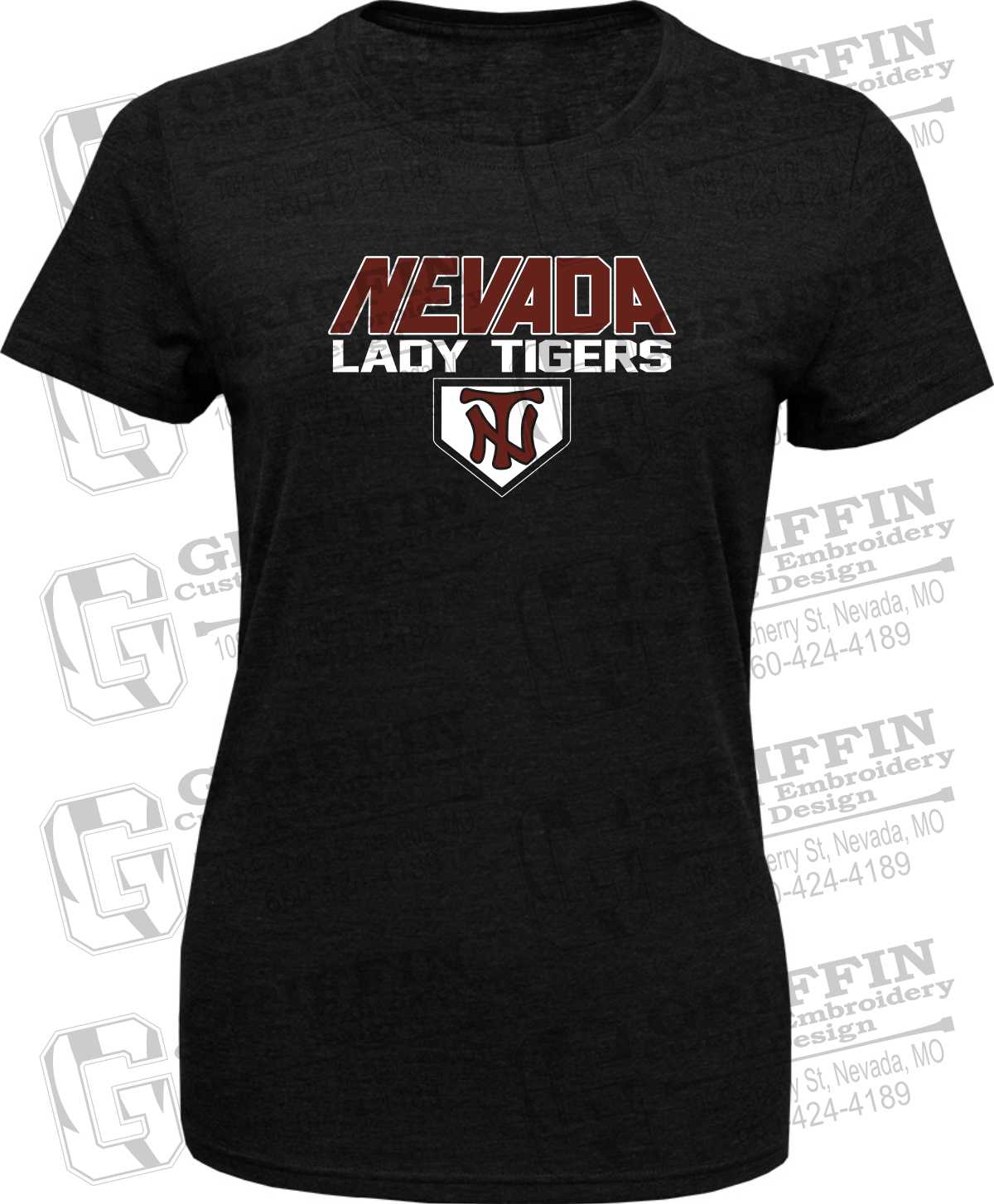 Womens Tri-Blend T-Shirt - Softball - Nevada Tigers 26-D