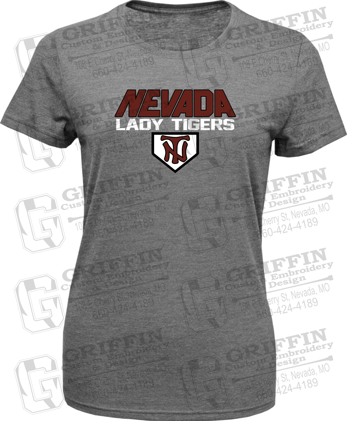 Womens Tri-Blend T-Shirt - Softball - Nevada Tigers 26-D