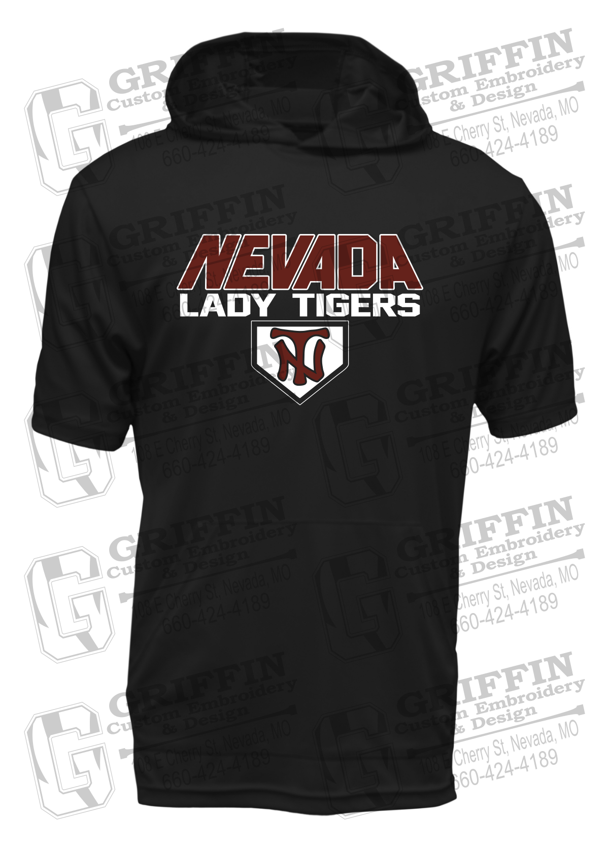 Dry-Fit Short Sleeve T-Shirt Hoodie - Softball - Nevada Tigers 26-D