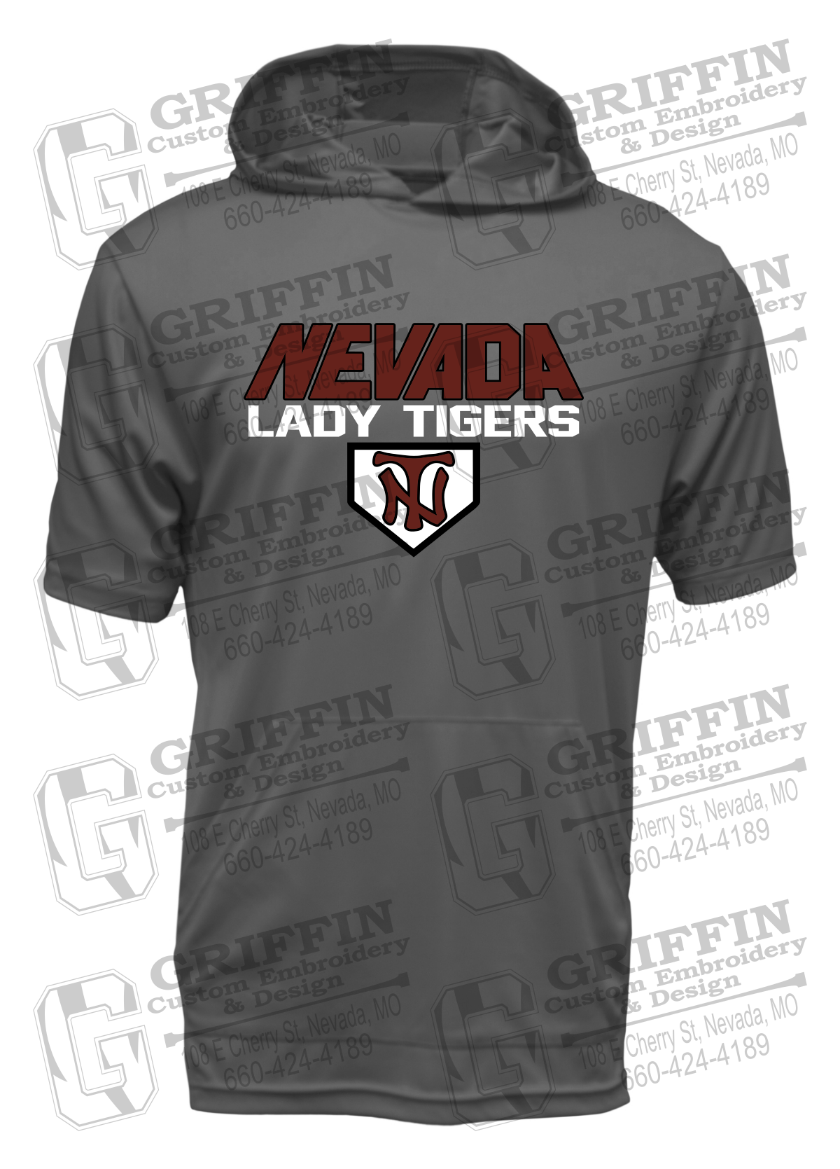 Dry-Fit Short Sleeve T-Shirt Hoodie - Softball - Nevada Tigers 26-D