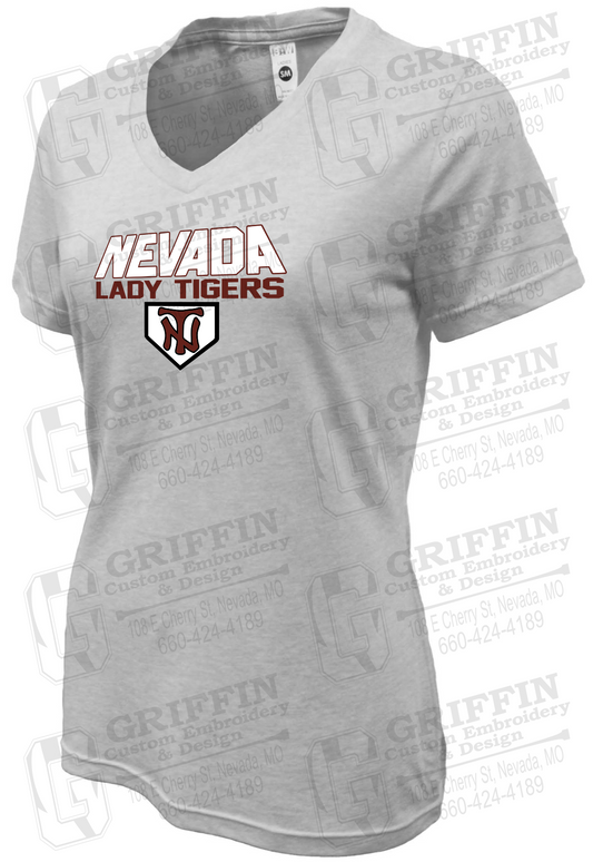 Womens Soft-Tek V-Neck T-Shirt - Softball - Nevada Tigers 26-D