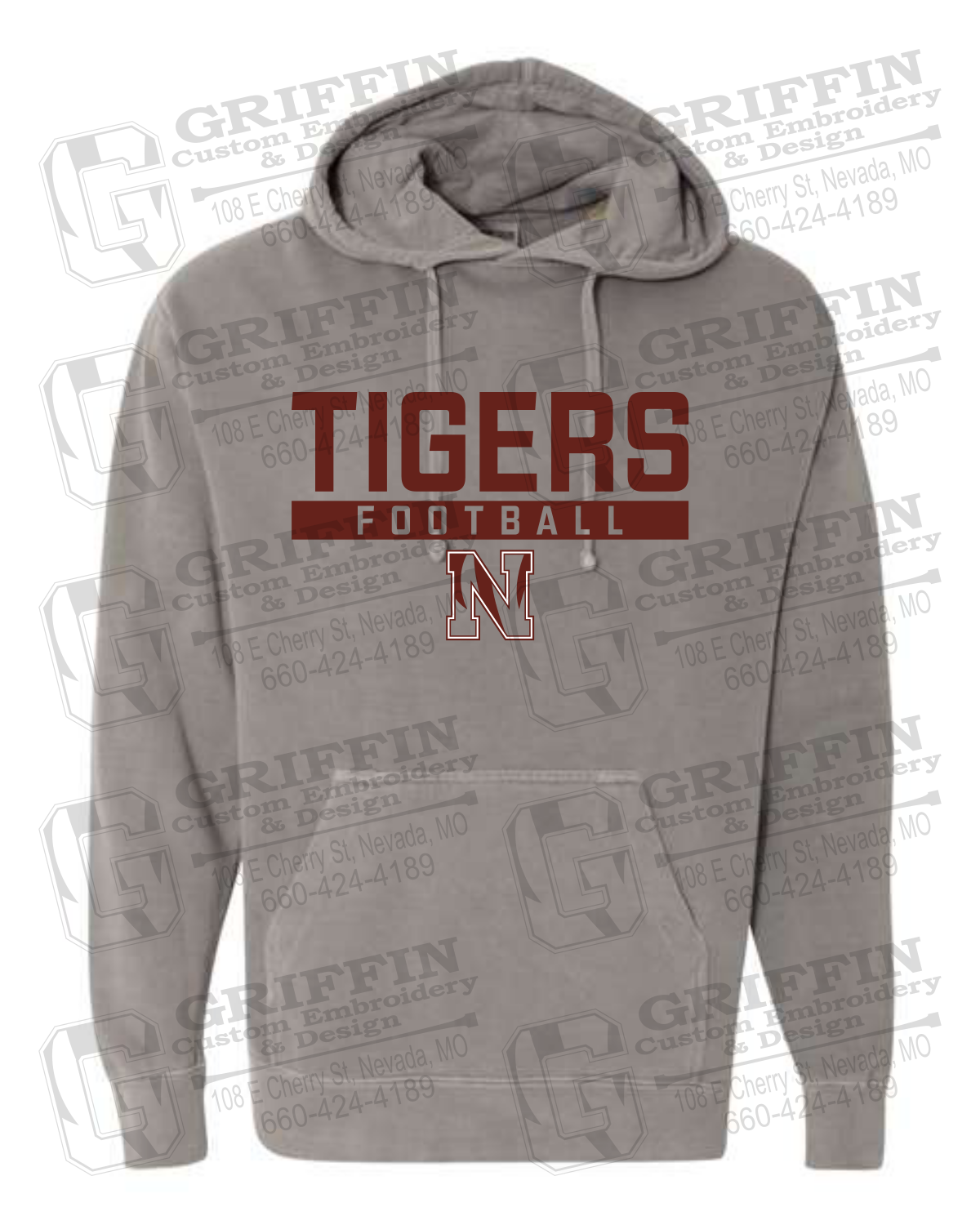 Comfort Colors Hoodie - Football - Nevada Tigers 26-E