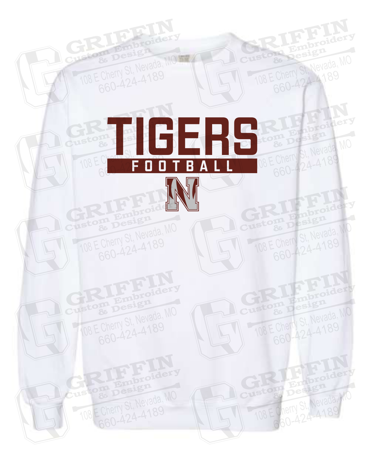 Comfort Colors Crewneck Sweatshirt - Football - Nevada Tigers 26-E