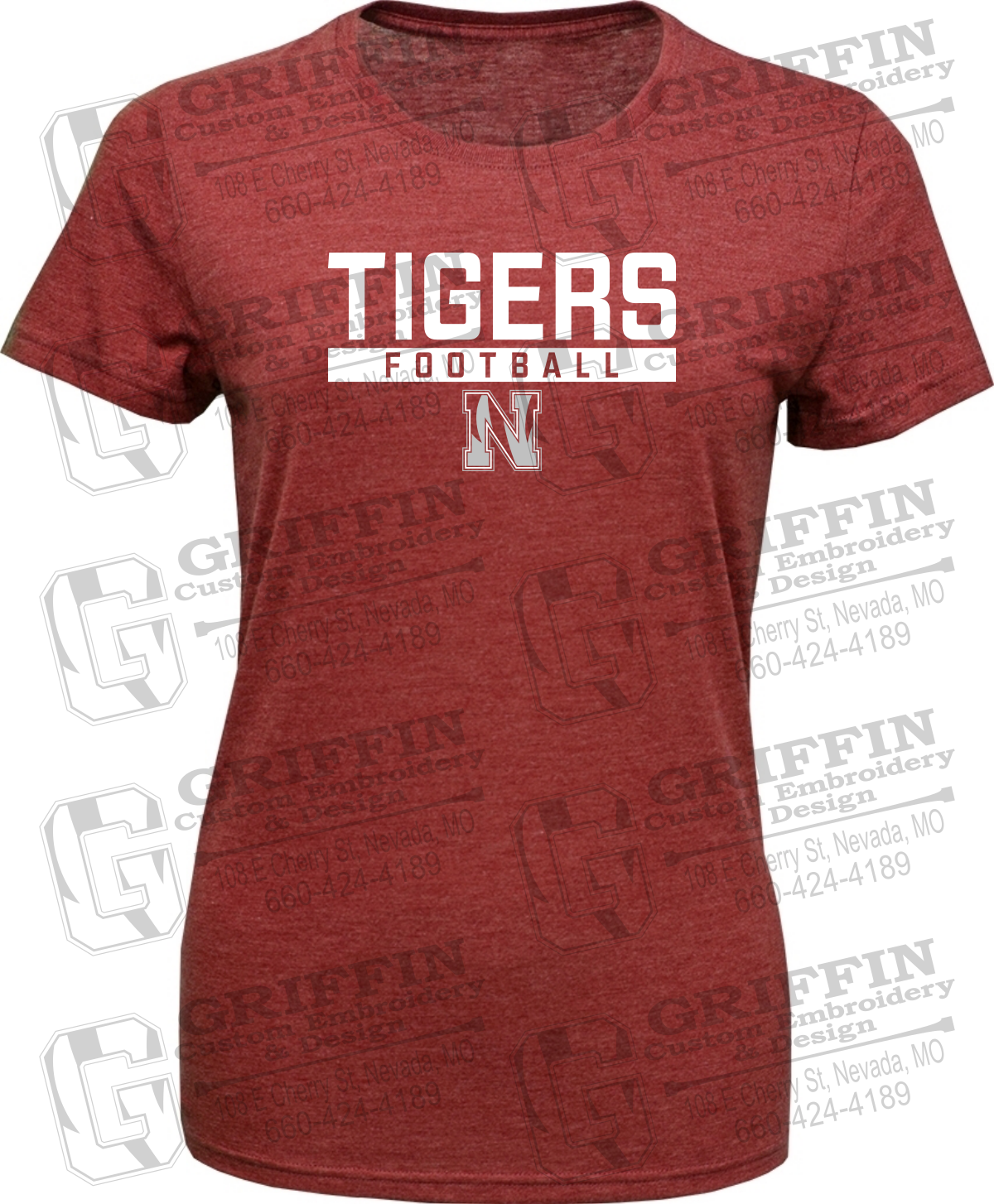Womens Tri-Blend T-Shirt - Football - Nevada Tigers 26-E
