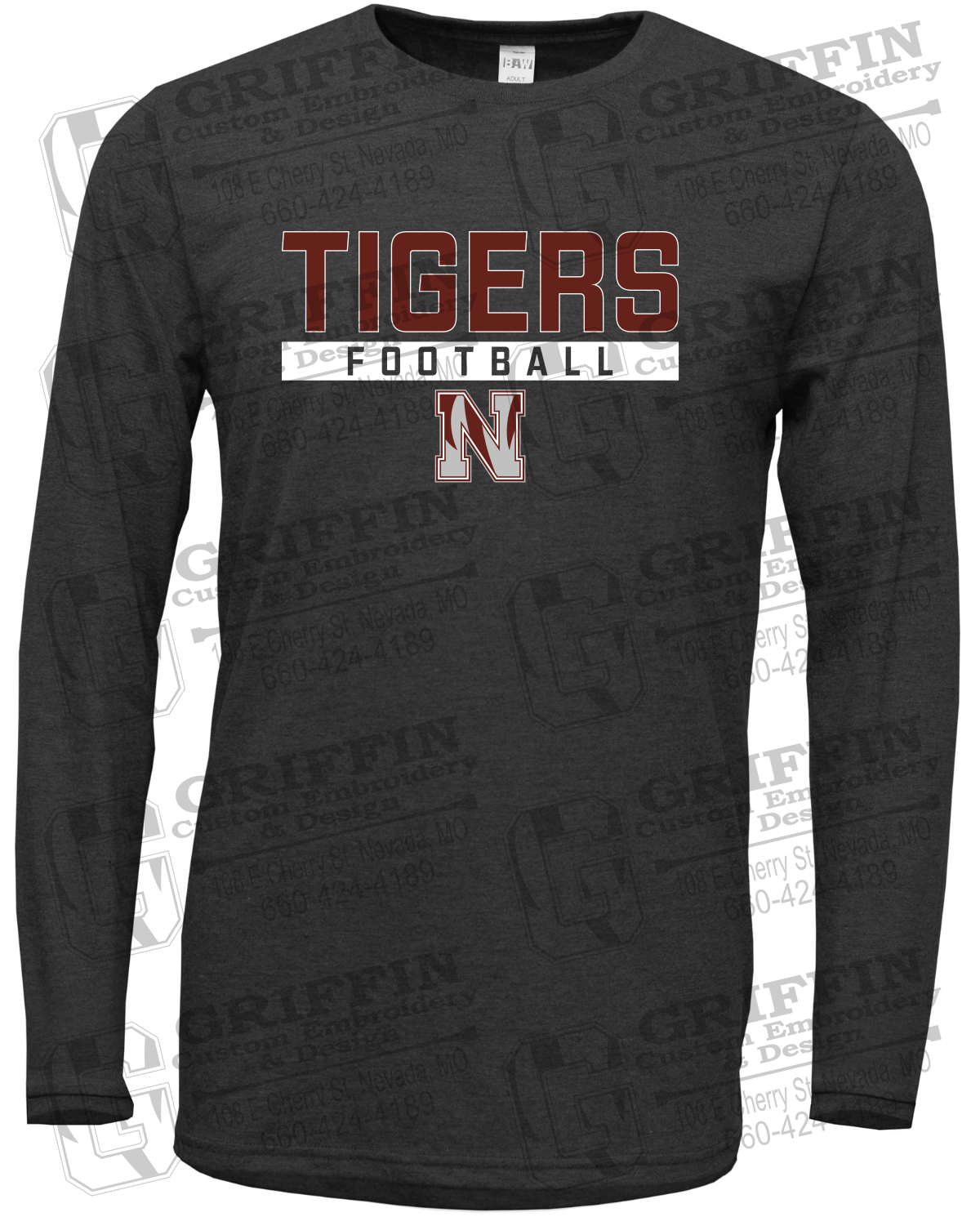 Soft-Tek Long Sleeve T-Shirt - Football - Nevada Tigers 26-E