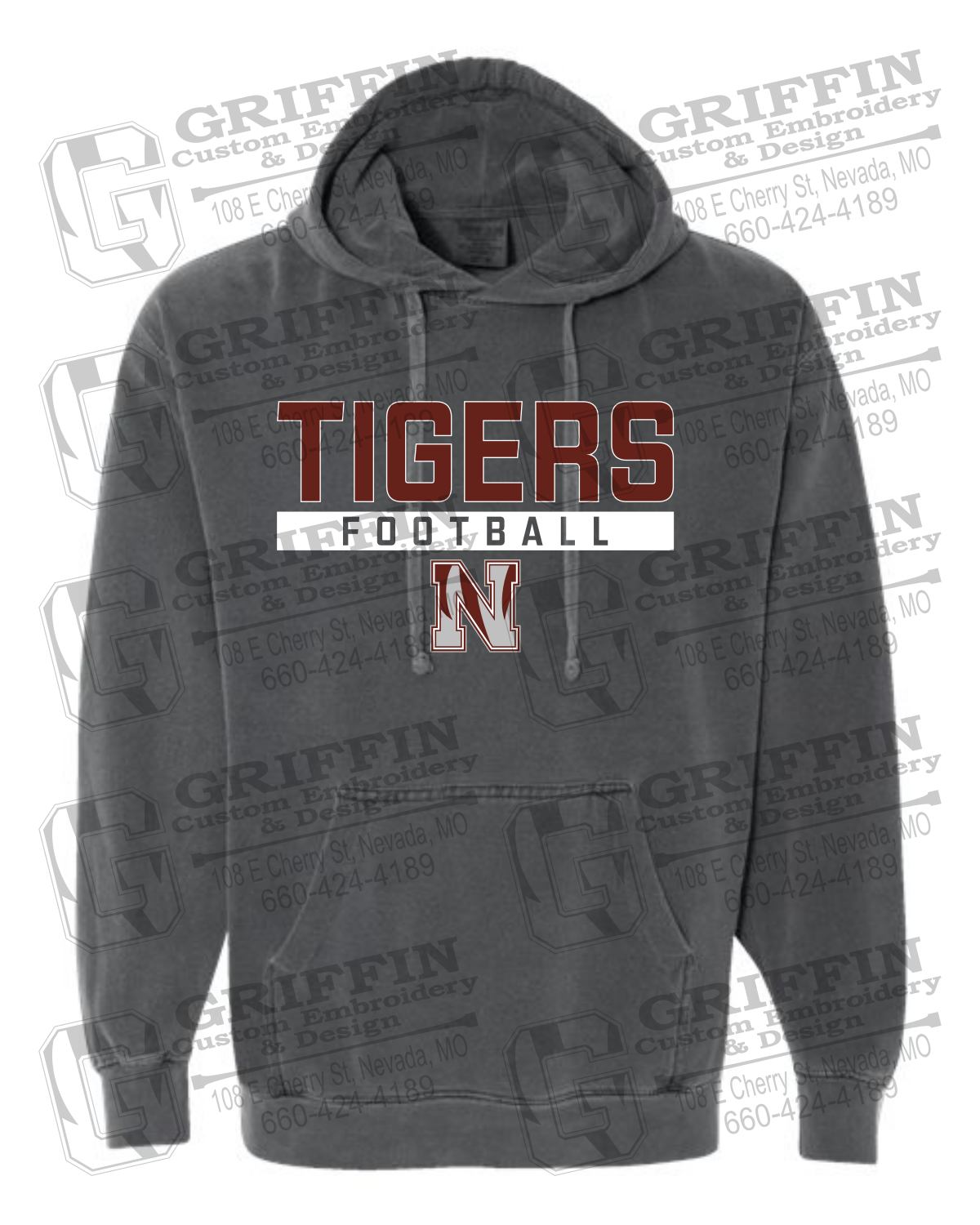 Comfort Colors Hoodie - Football - Nevada Tigers 26-E