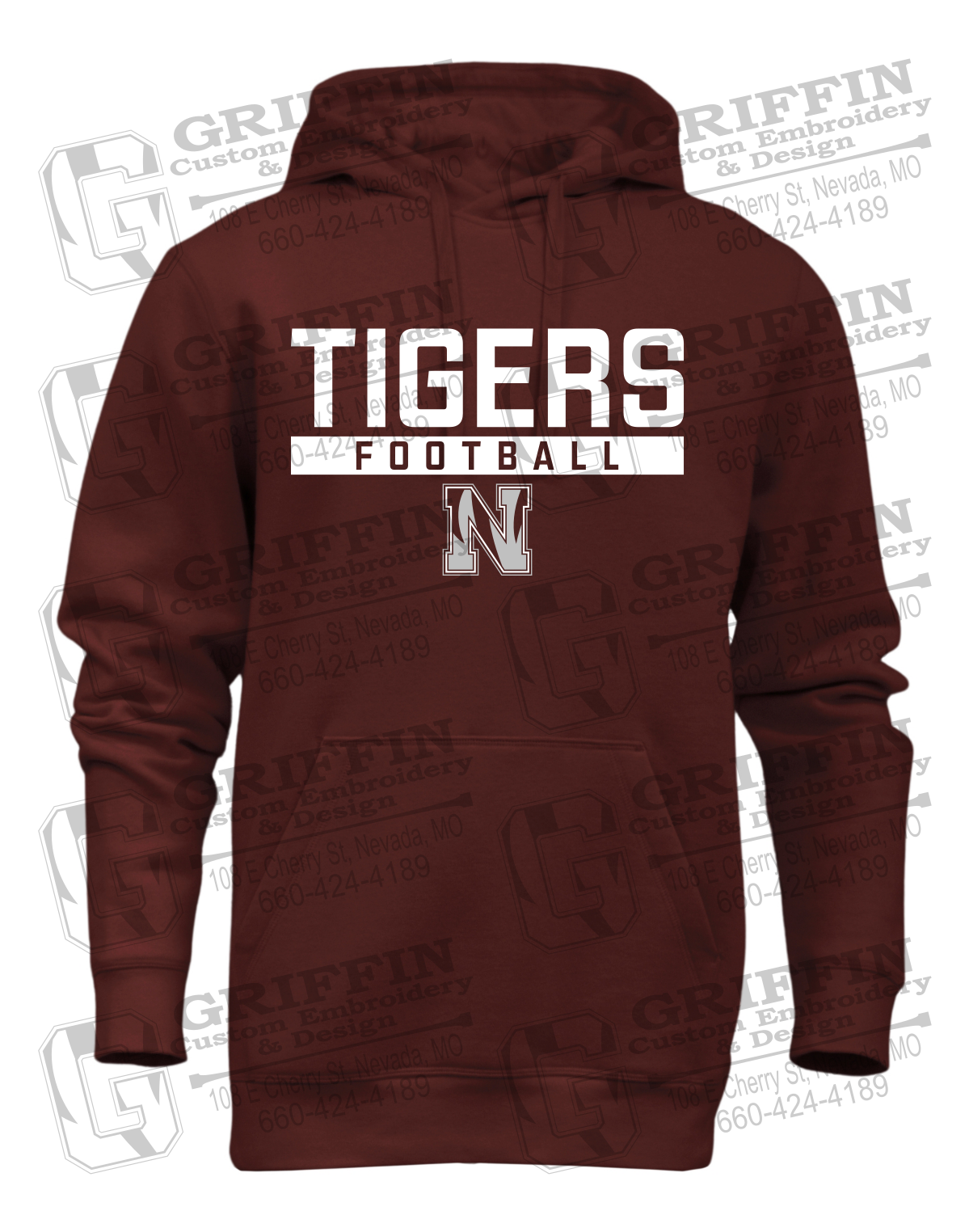 Heavyweight Fleece Hoodie - Football - Nevada Tigers 26-E