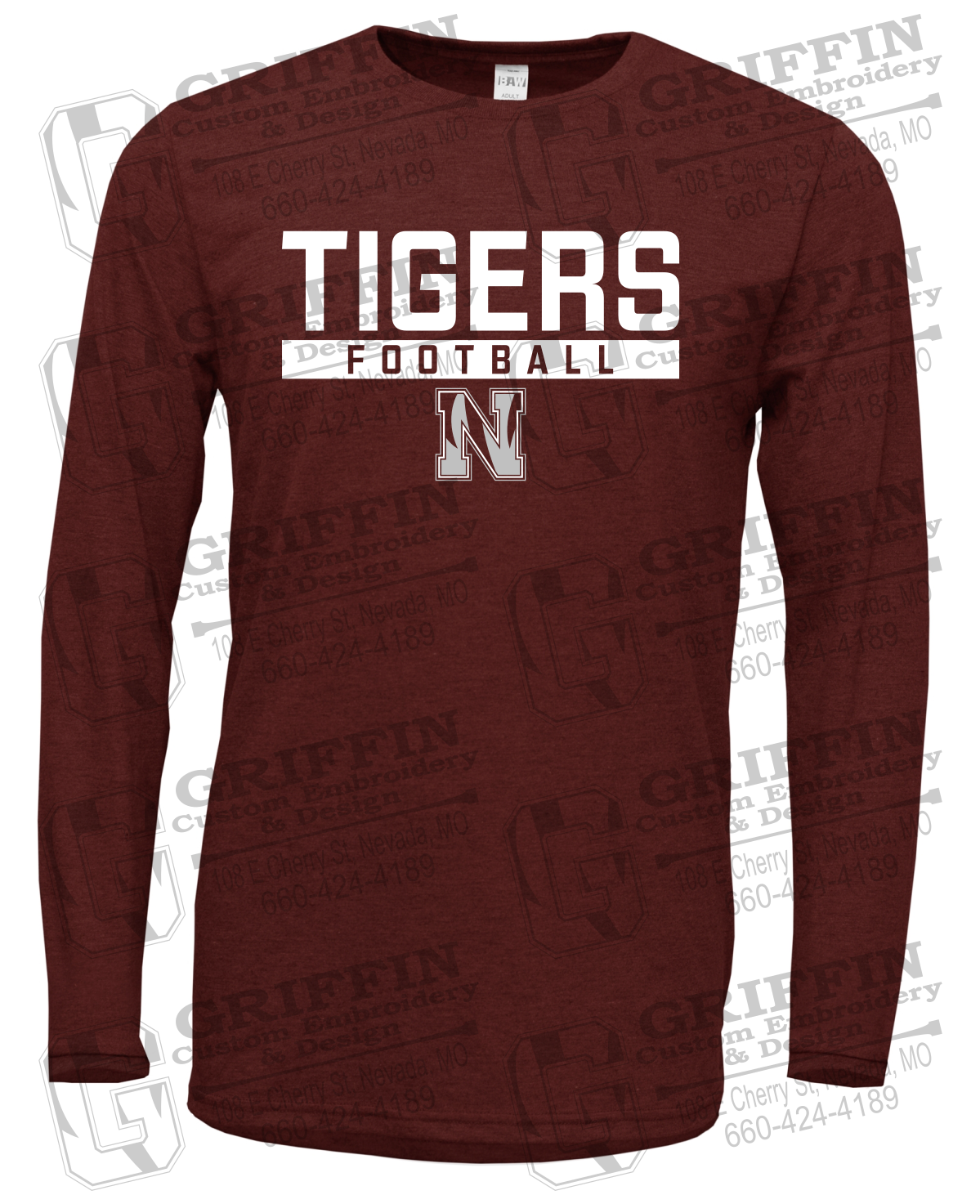 Soft-Tek Long Sleeve T-Shirt - Football - Nevada Tigers 26-E