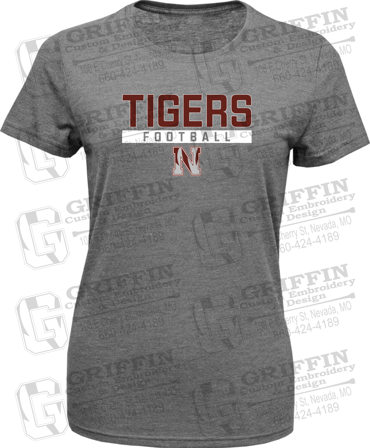 Womens Tri-Blend T-Shirt - Football - Nevada Tigers 26-E