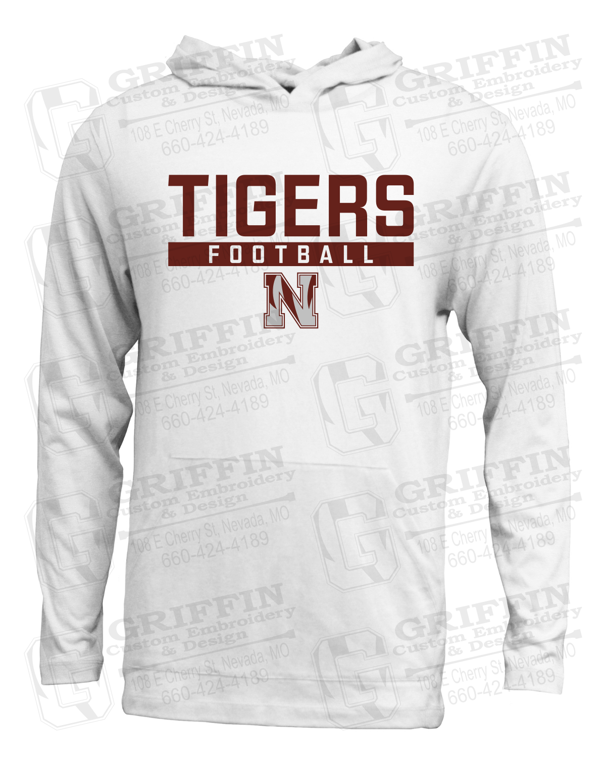 Soft-Tek T-Shirt Hoodie - Football - Nevada Tigers 26-E