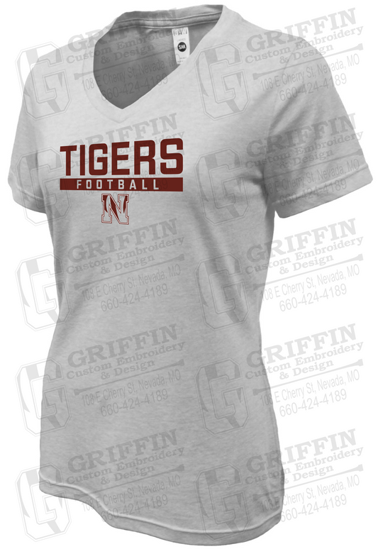 Womens Soft-Tek V-Neck T-Shirt - Football - Nevada Tigers 26-E