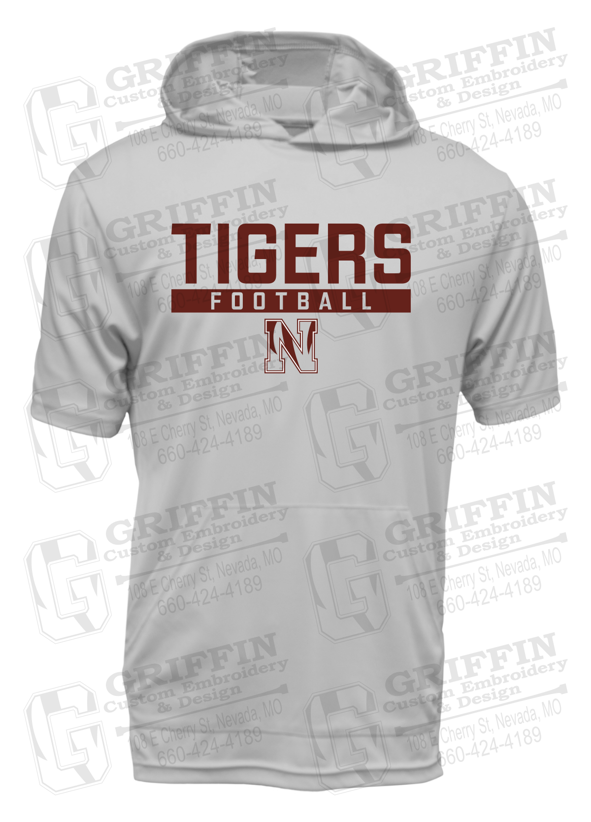 Dry-Fit Short Sleeve T-Shirt Hoodie - Football - Nevada Tigers 26-E