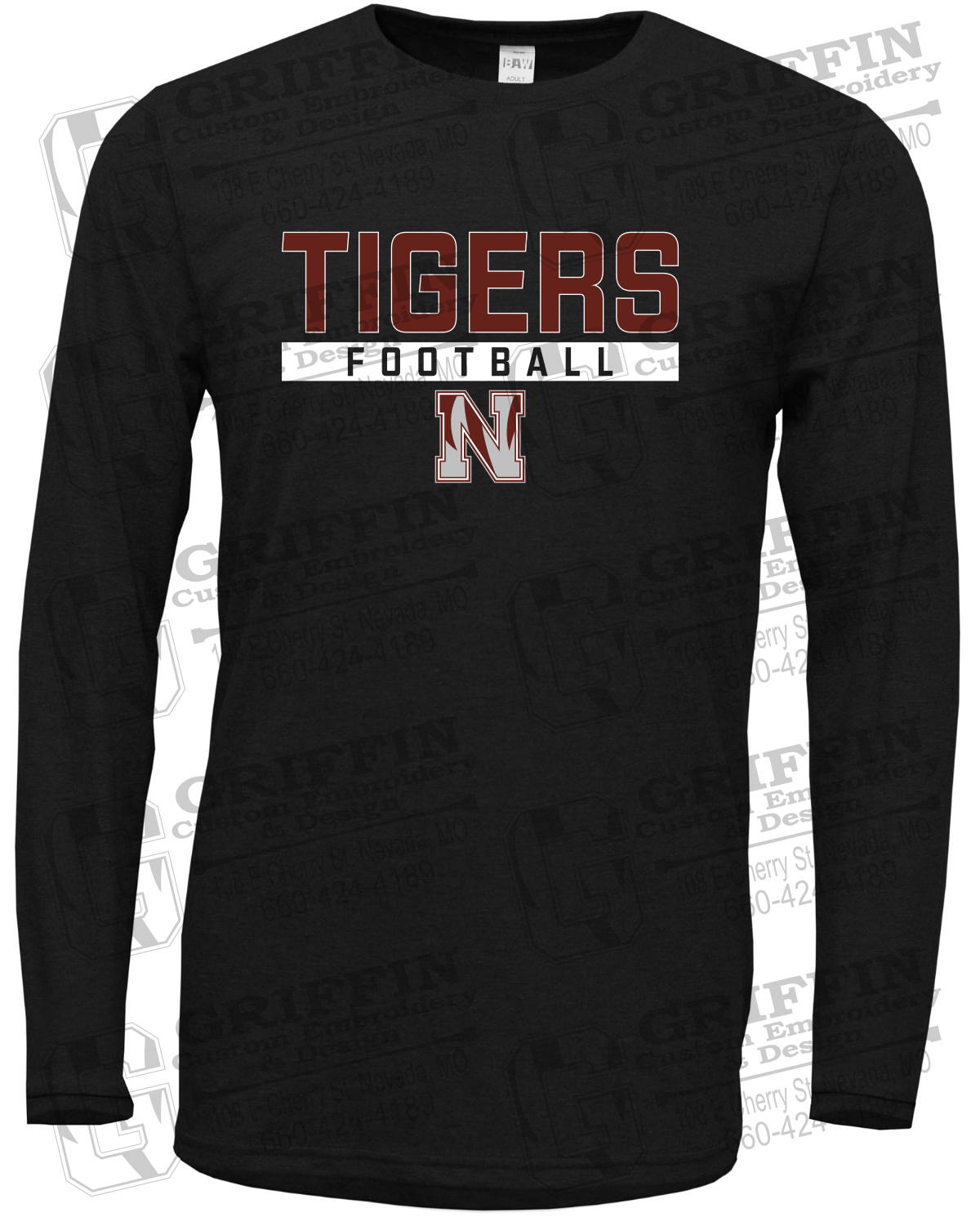 Soft-Tek Long Sleeve T-Shirt - Football - Nevada Tigers 26-E