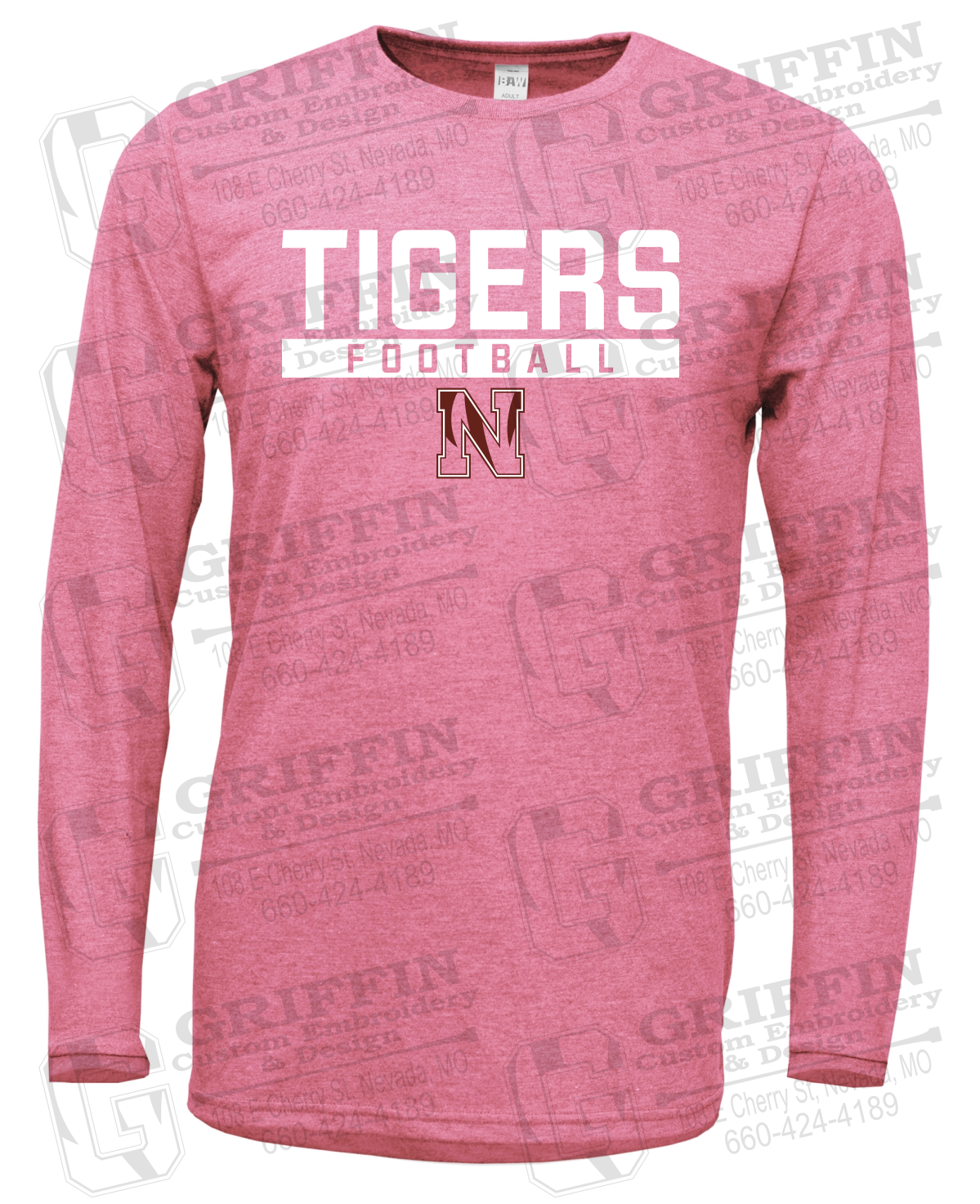 Soft-Tek Long Sleeve T-Shirt - Football - Nevada Tigers 26-E