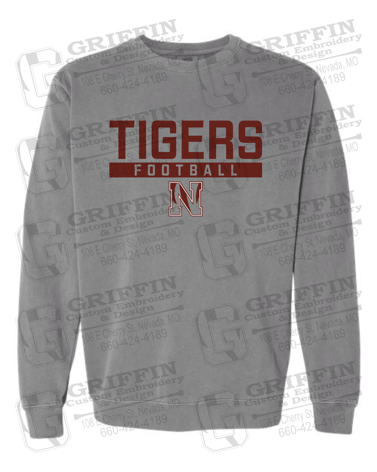 Comfort Colors Crewneck Sweatshirt - Football - Nevada Tigers 26-E
