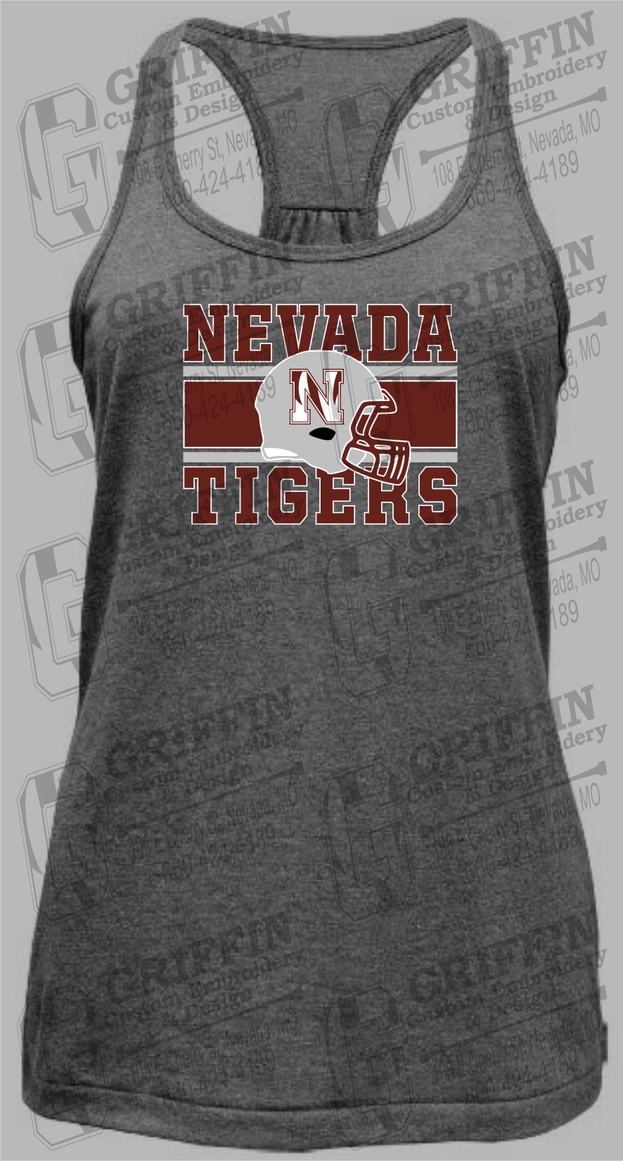 Womens Tri-Blend Tank Top - Football - Nevada Tigers 26-F