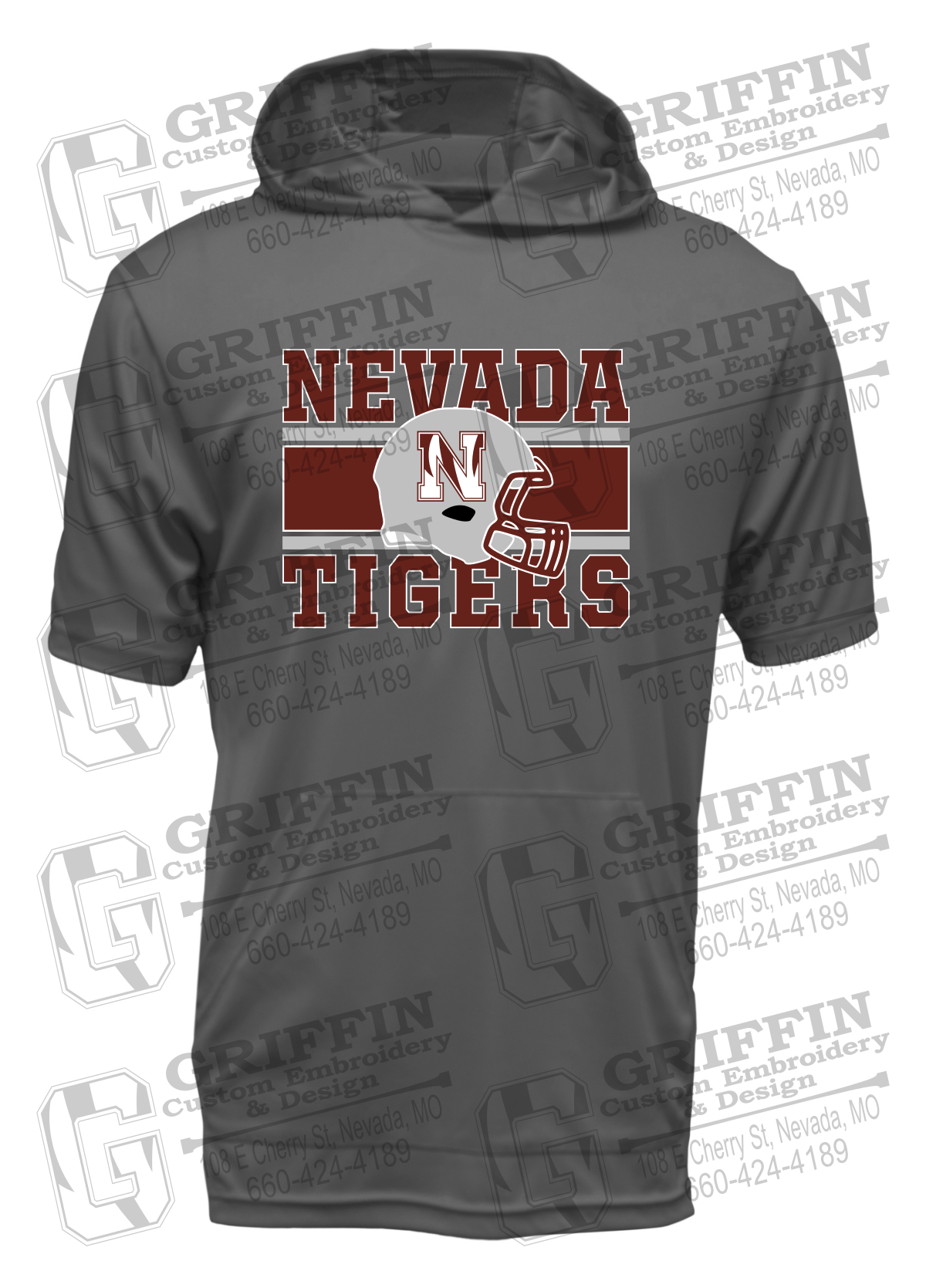 Dry-Fit Short Sleeve T-Shirt Hoodie - Football - Nevada Tigers 26-F