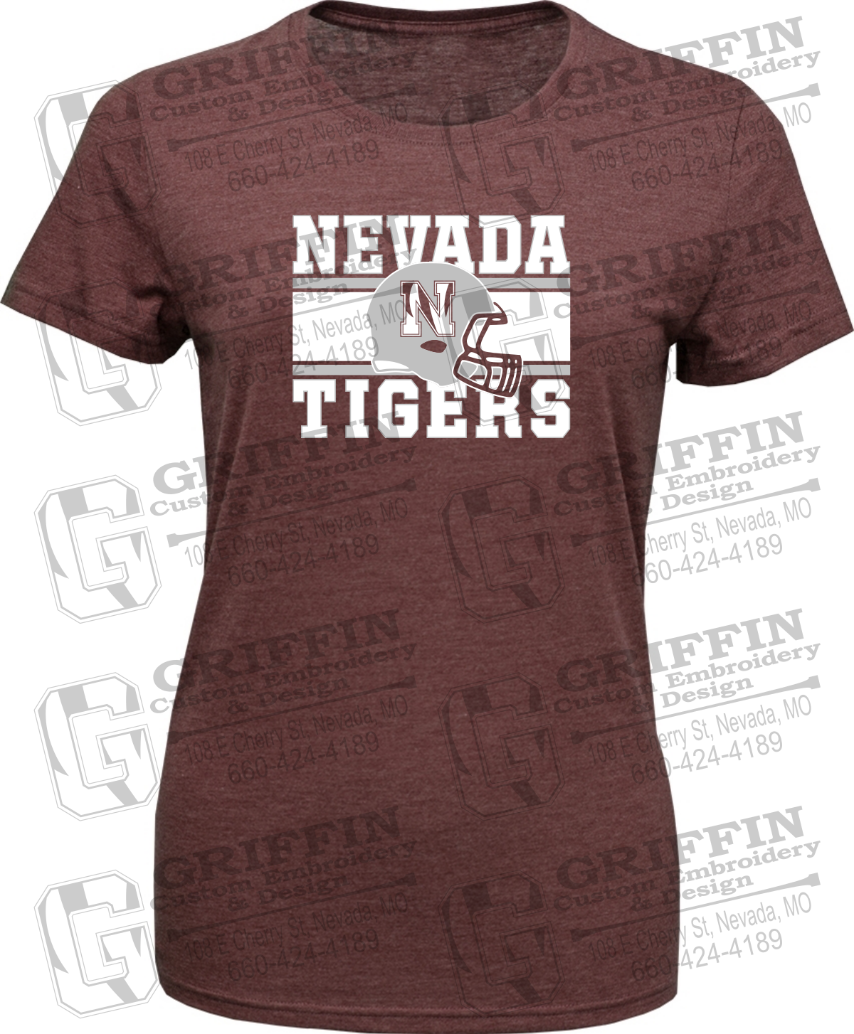 Womens Tri-Blend T-Shirt - Football - Nevada Tigers 26-F