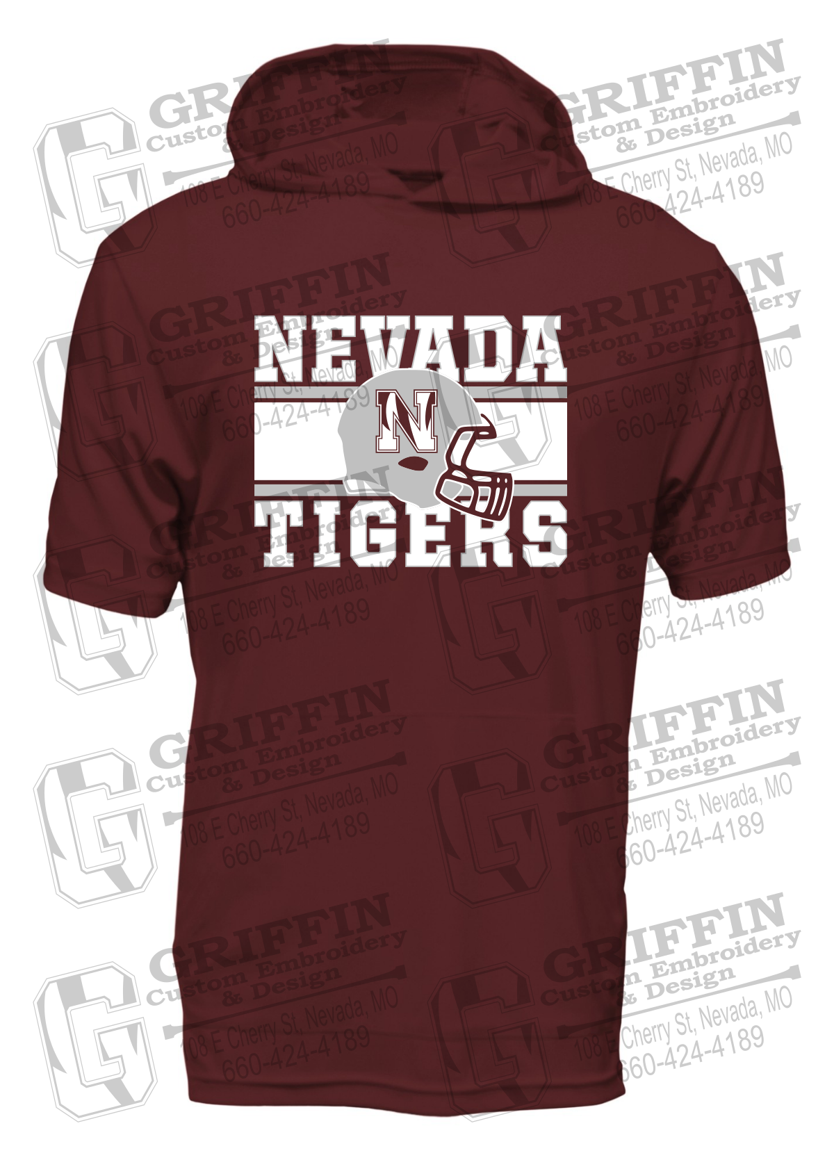 Dry-Fit Short Sleeve T-Shirt Hoodie - Football - Nevada Tigers 26-F