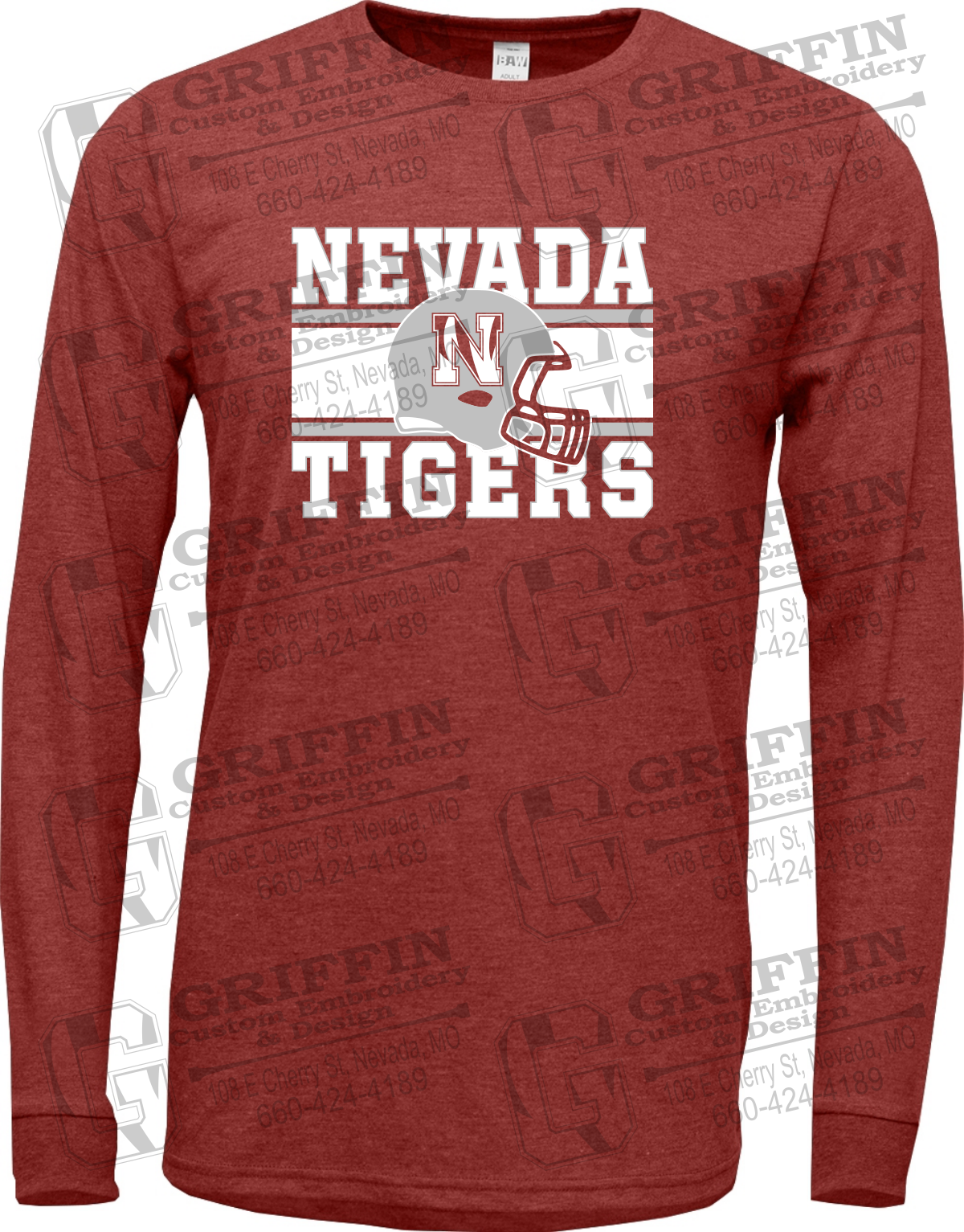 Soft-Tek Long Sleeve T-Shirt - Football - Nevada Tigers 26-F