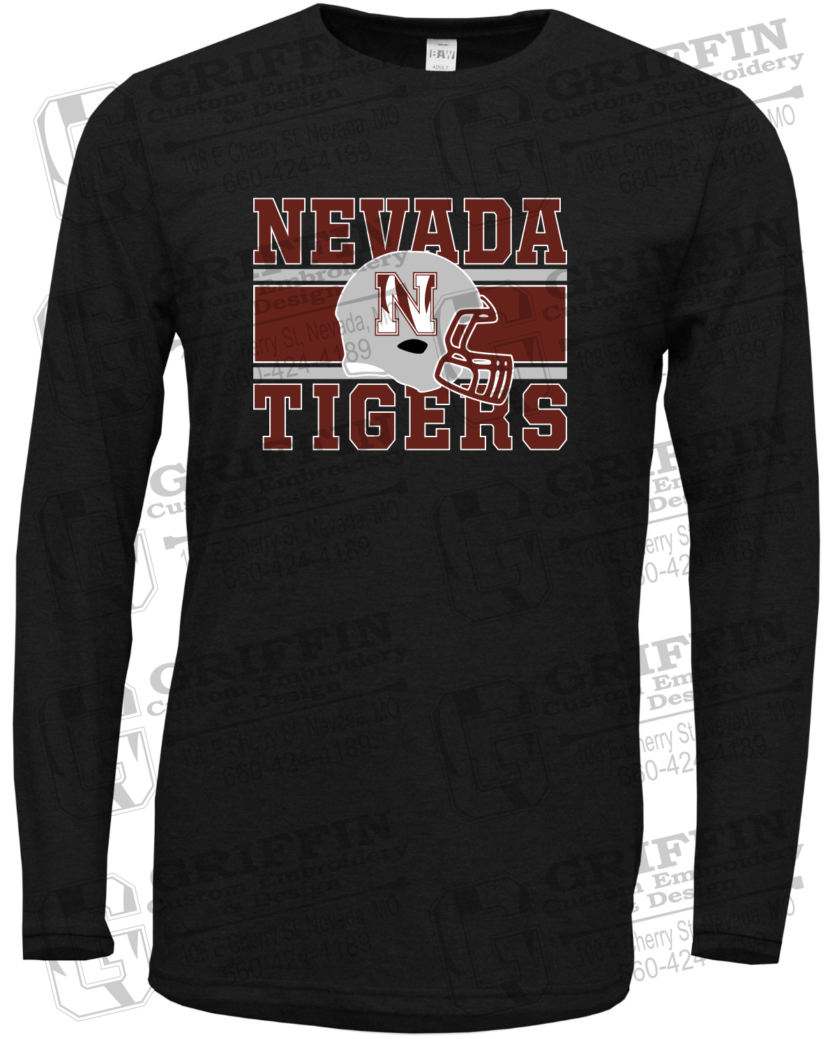 Soft-Tek Long Sleeve T-Shirt - Football - Nevada Tigers 26-F