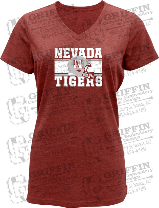 Womens Soft-Tek V-Neck T-Shirt - Football - Nevada Tigers 26-F