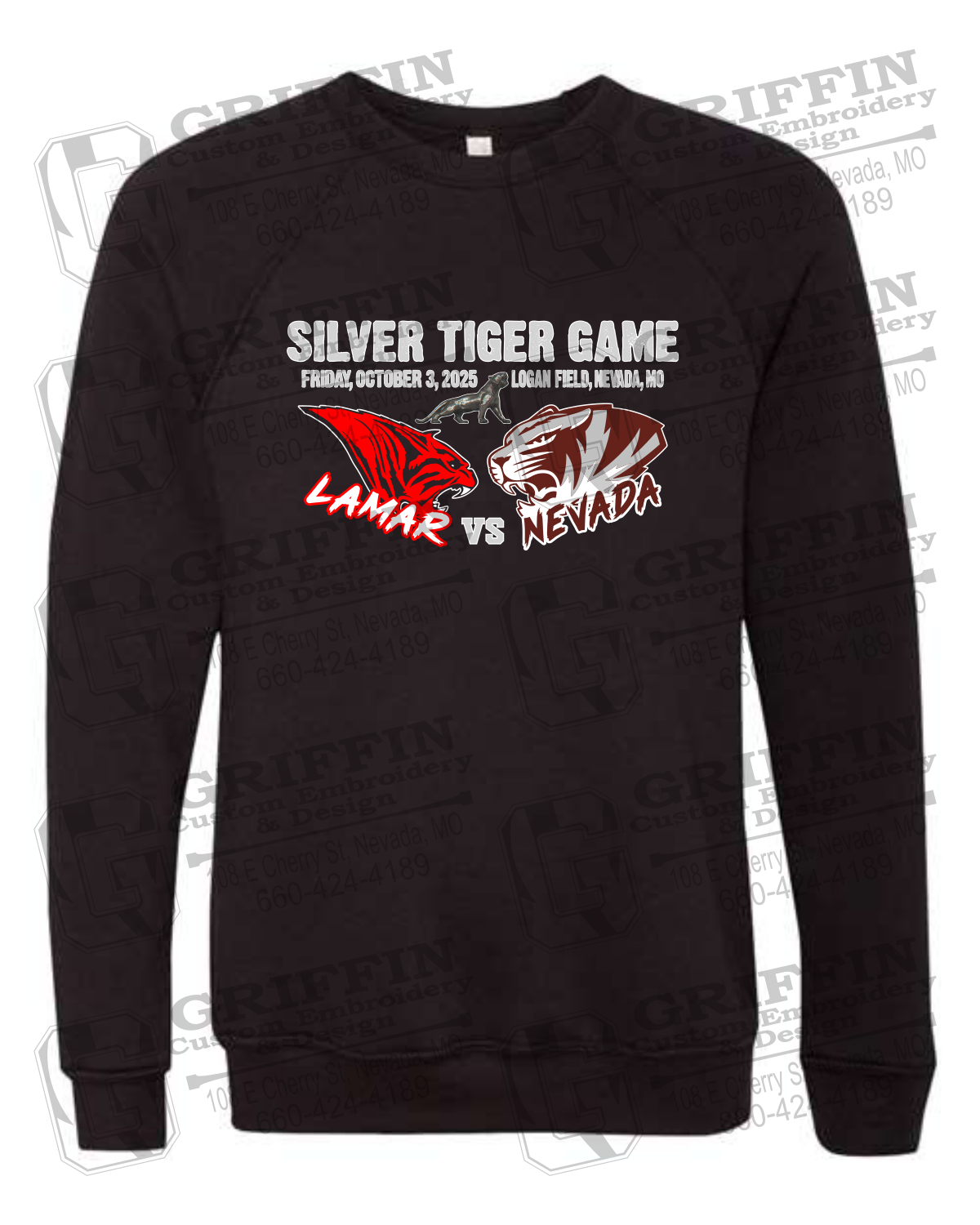 Sponge Fleece Sweatshirt - Silver Tiger 2025 Football - Nevada Tigers 26-G