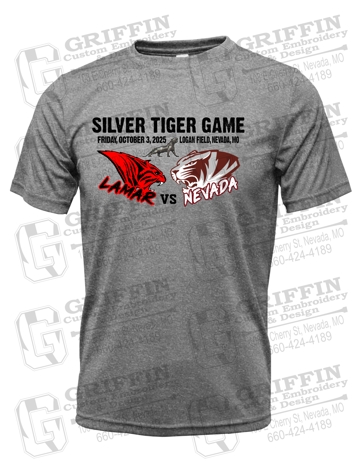 Dry-Fit Short Sleeve T-Shirt - Silver Tiger 2025 Football - Nevada Tigers 26-G