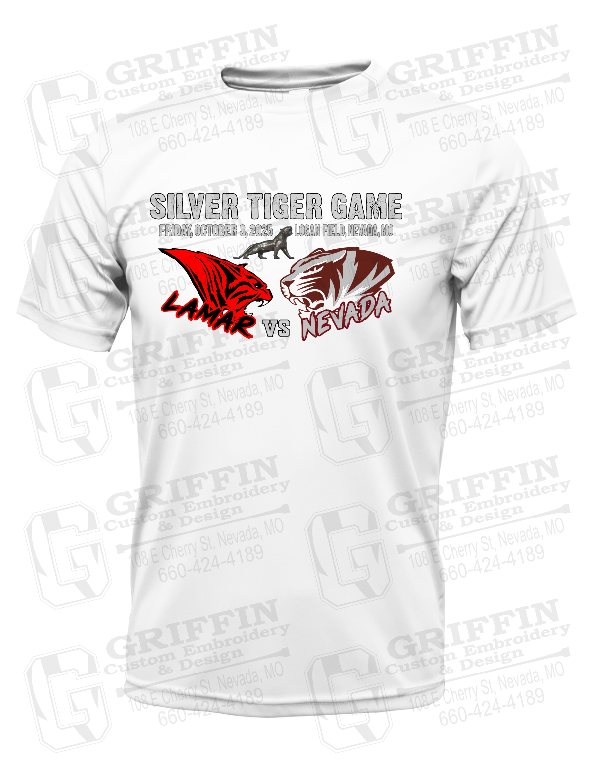 Dry-Fit Short Sleeve T-Shirt - Silver Tiger 2025 Football - Nevada Tigers 26-G