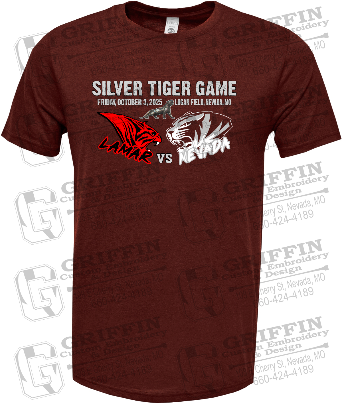 Soft-Tek Short Sleeve T-Shirt - Silver Tiger 2025 Football - Nevada Tigers 26-G