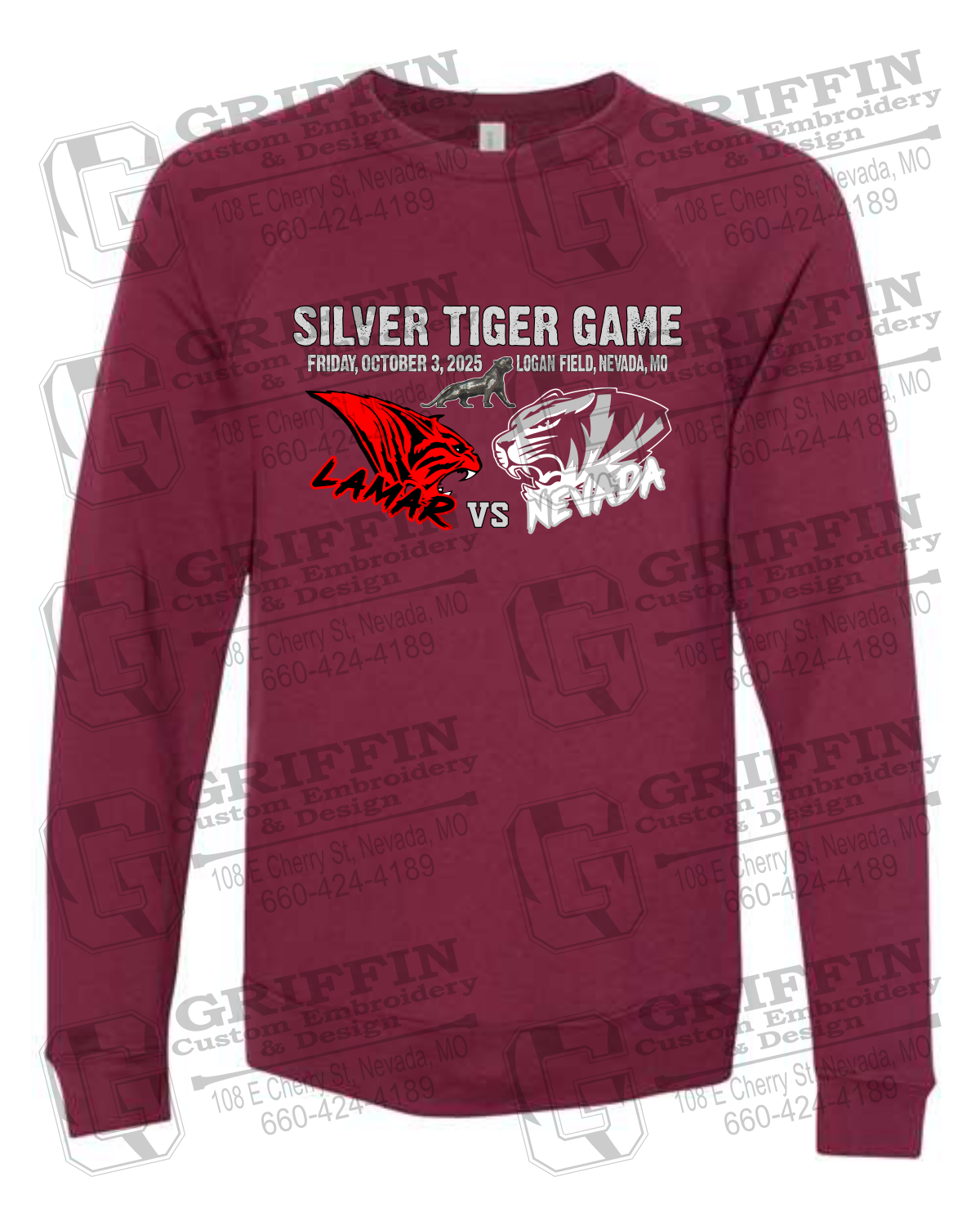Sponge Fleece Sweatshirt - Silver Tiger 2025 Football - Nevada Tigers 26-G