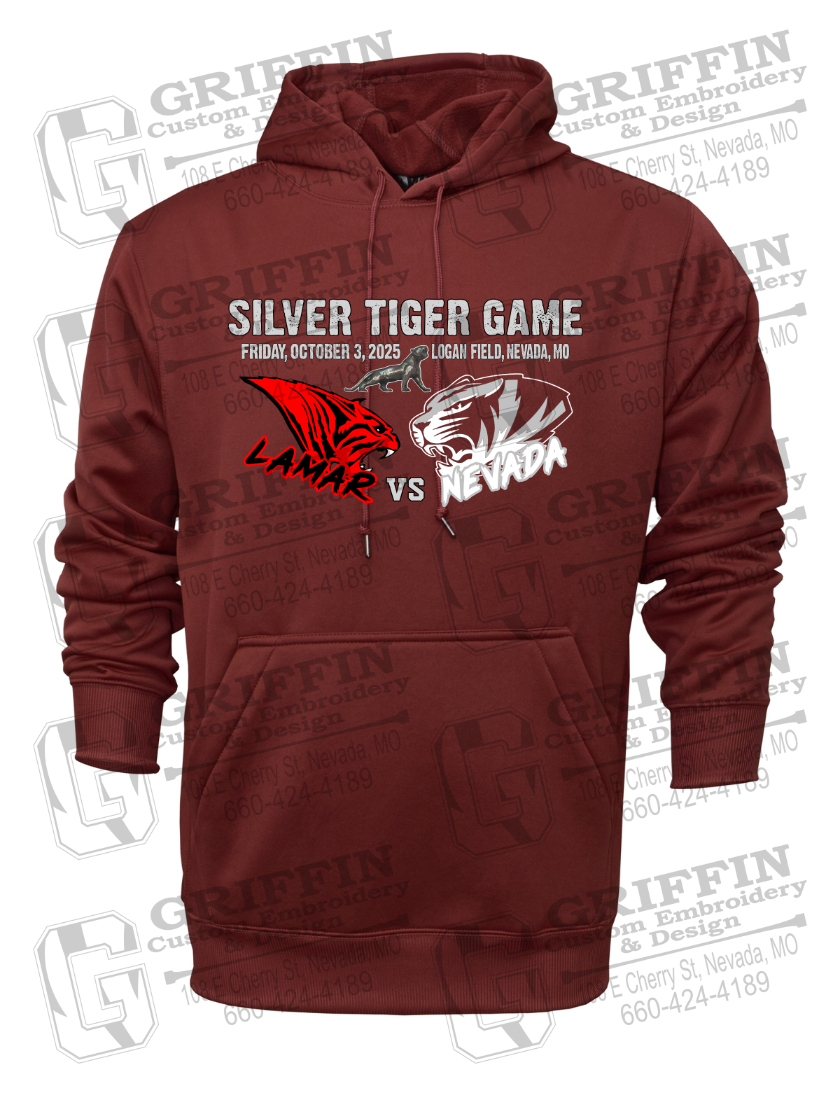 Performance Fleece Hoodie - Silver Tiger 2025 Football - Nevada Tigers 26-G