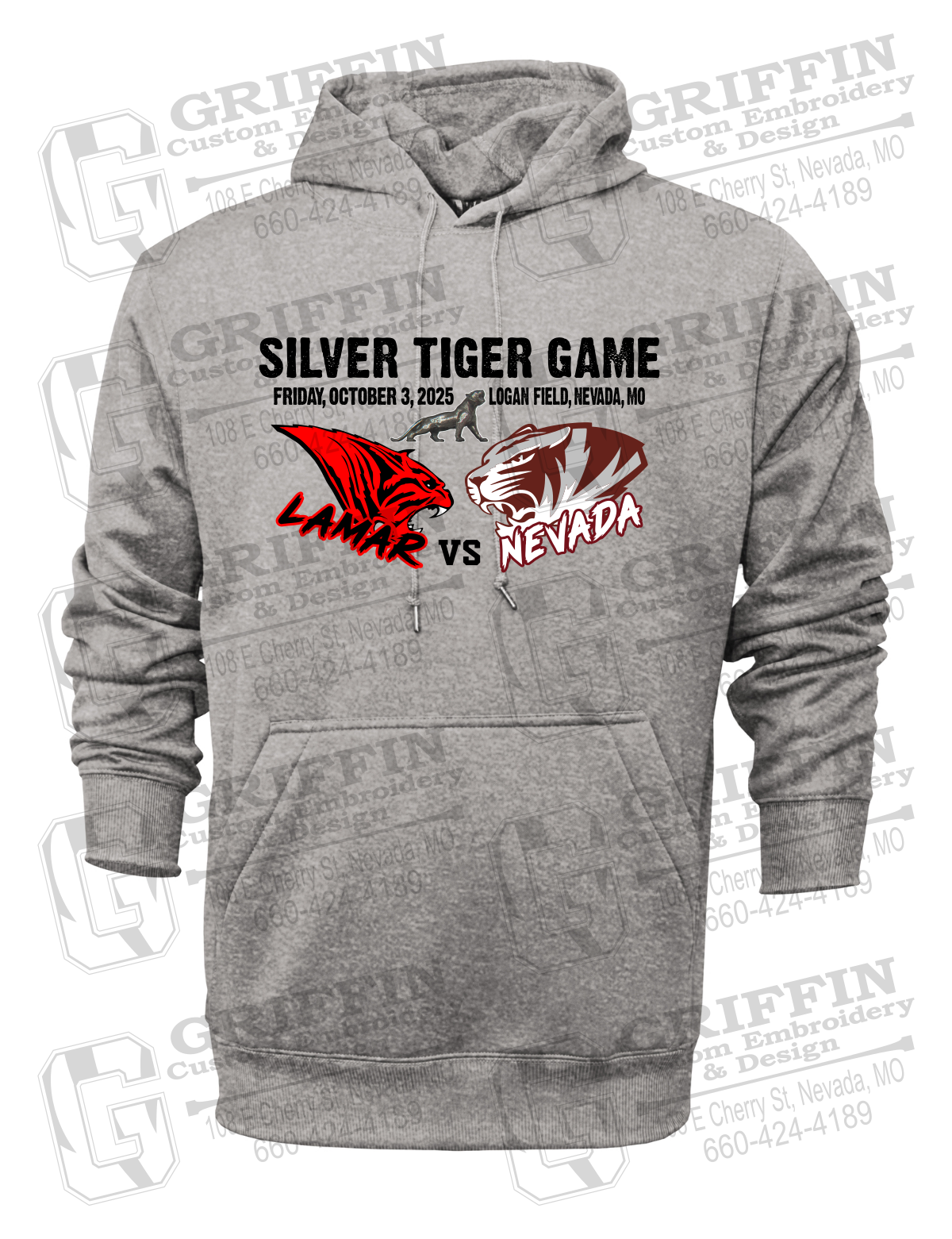 Performance Fleece Hoodie - Silver Tiger 2025 Football - Nevada Tigers 26-G