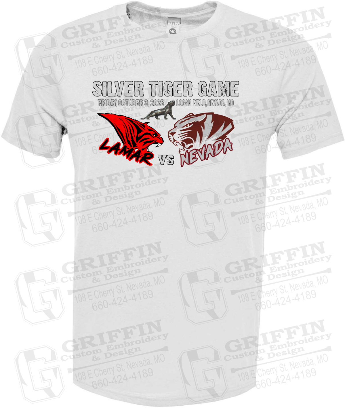 Soft-Tek Short Sleeve T-Shirt - Silver Tiger 2025 Football - Nevada Tigers 26-G