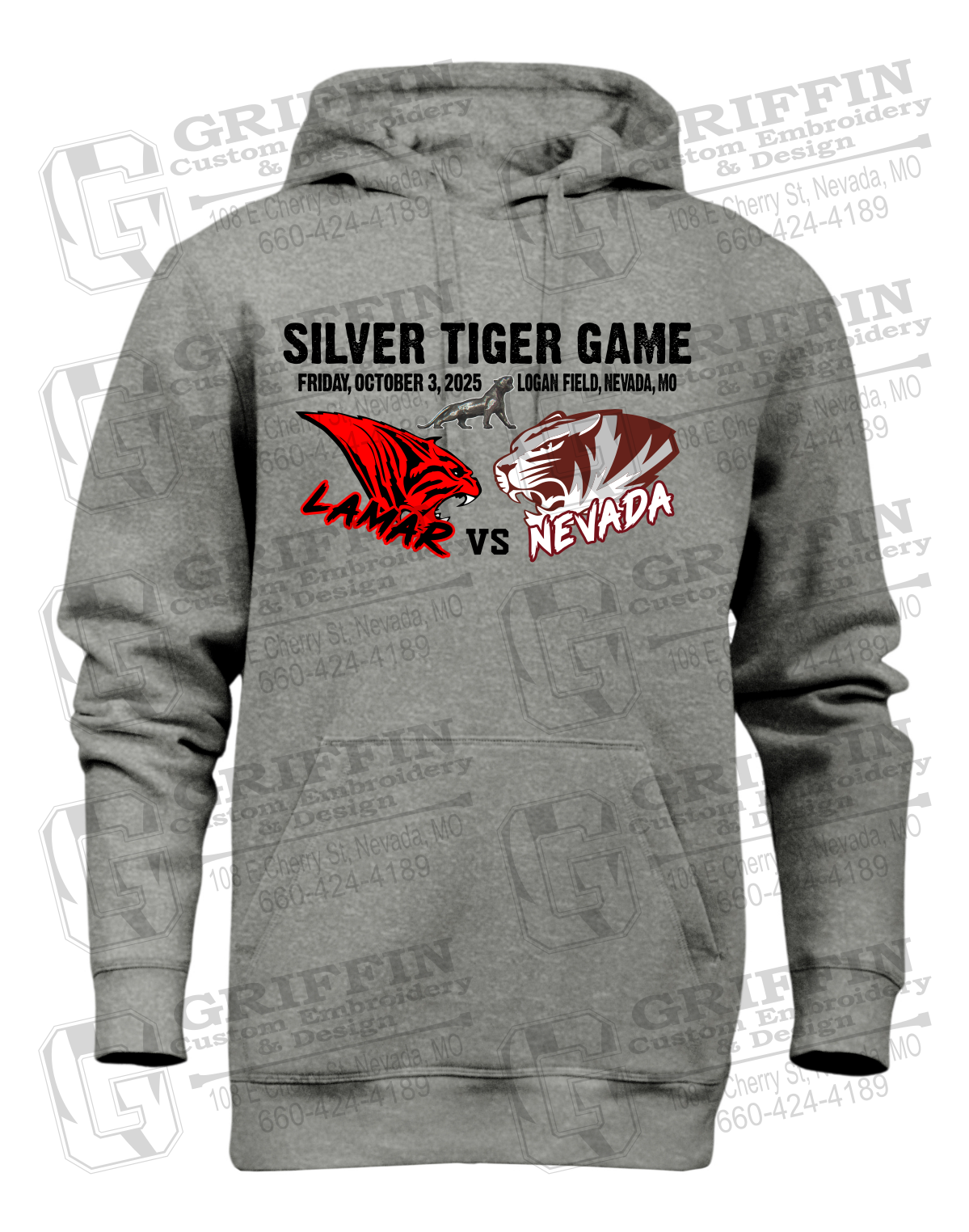 Heavyweight Fleece Hoodie - Silver Tiger 2025 Football - Nevada Tigers 26-G