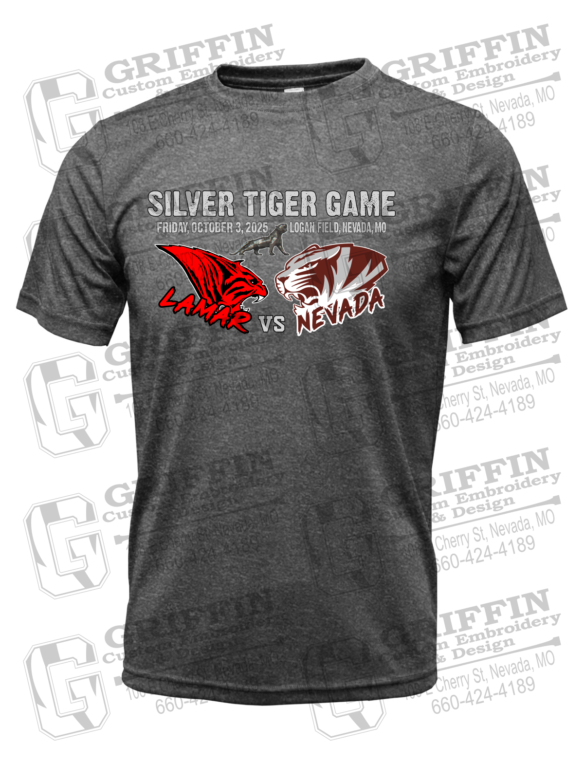 Dry-Fit Short Sleeve T-Shirt - Silver Tiger 2025 Football - Nevada Tigers 26-G