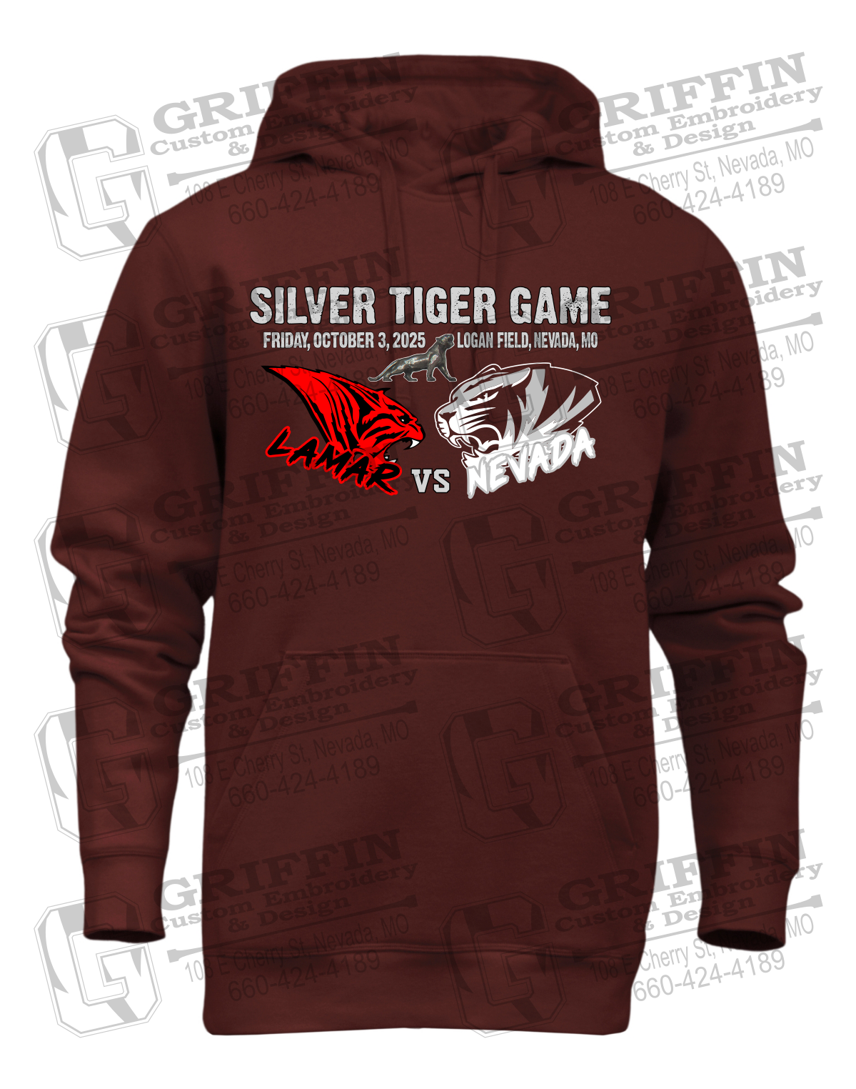 Heavyweight Fleece Hoodie - Silver Tiger 2025 Football - Nevada Tigers 26-G