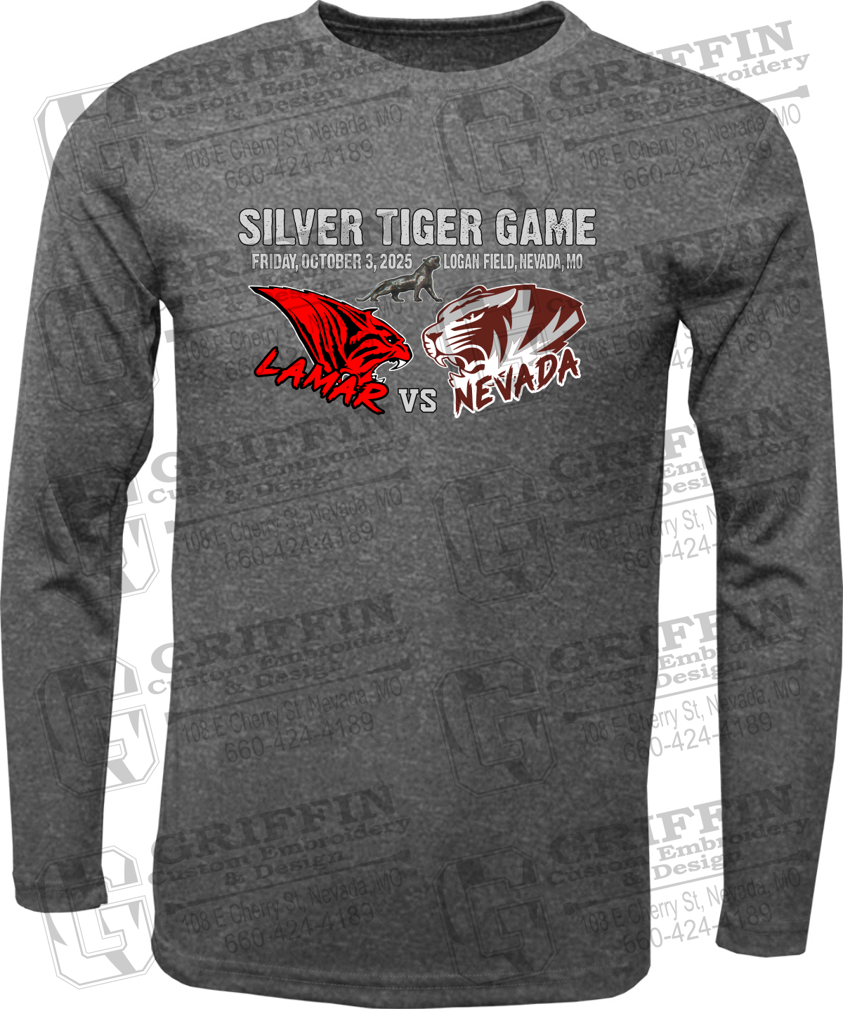 Dry-Fit Long Sleeve T-Shirt - Silver Tiger 2025 Football - Nevada Tigers 26-G