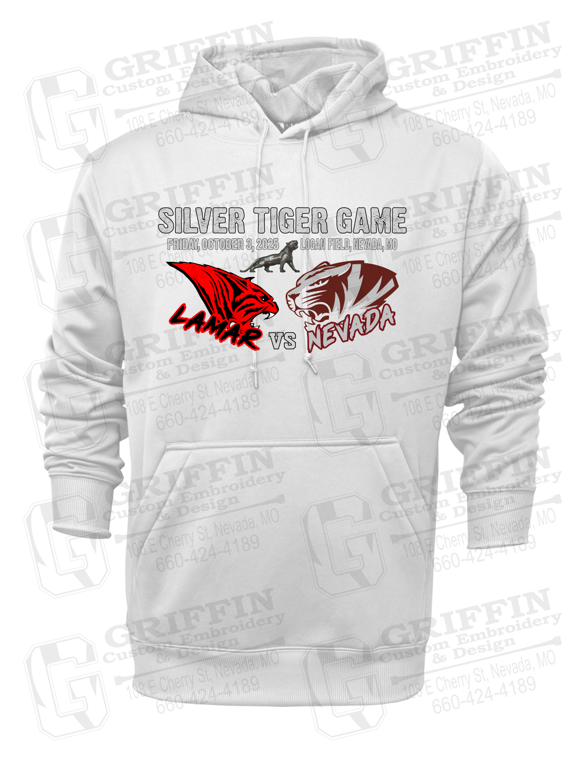 Performance Fleece Hoodie - Silver Tiger 2025 Football - Nevada Tigers 26-G